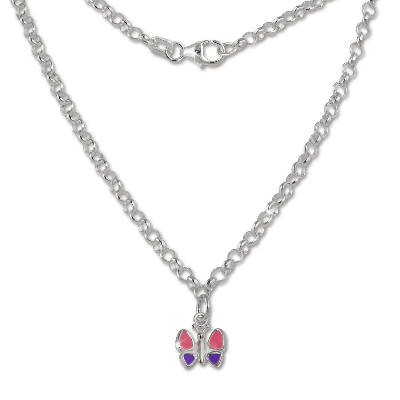 Teenie-Weenie Schmuckset Teenie-Weenie Schmetterling Kette & Armband (3-tlg., Schmucksets), Schmucksets Schmetterling aus 925 Sterling Silber, Farbe: rosa, lila