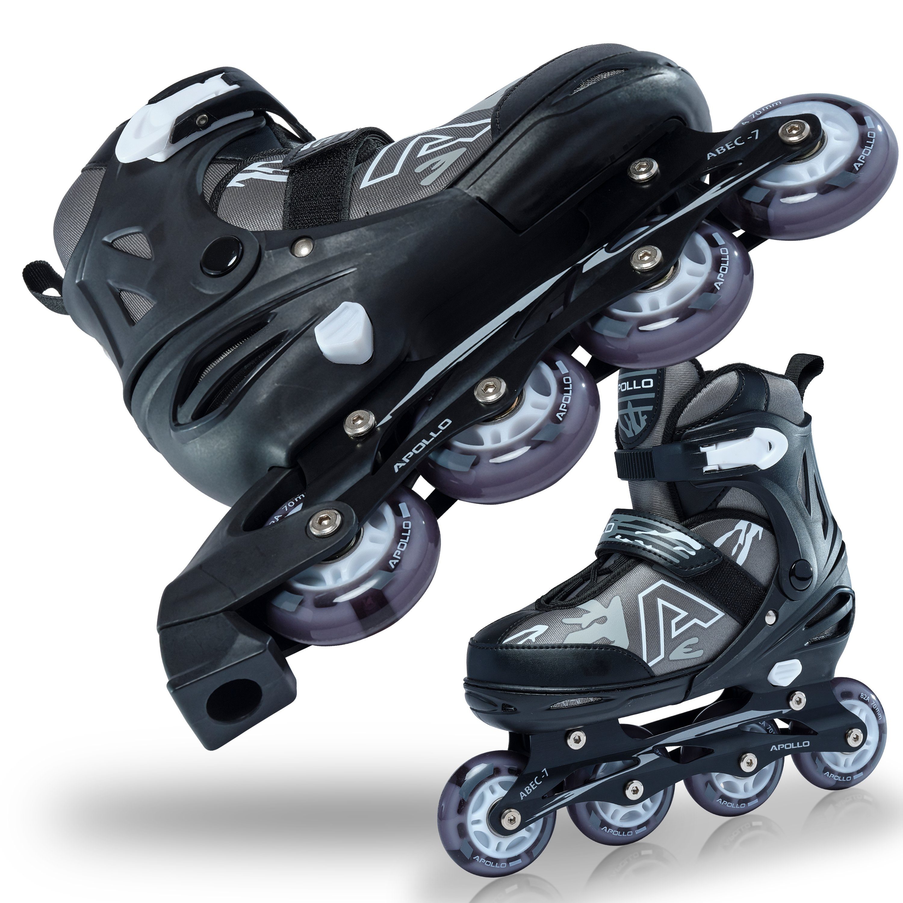 Apollo Inlineskates Champion Verstellbare Inlineskates für Kinder und Erwachsene, Größe 31-42, mit LED Rollen