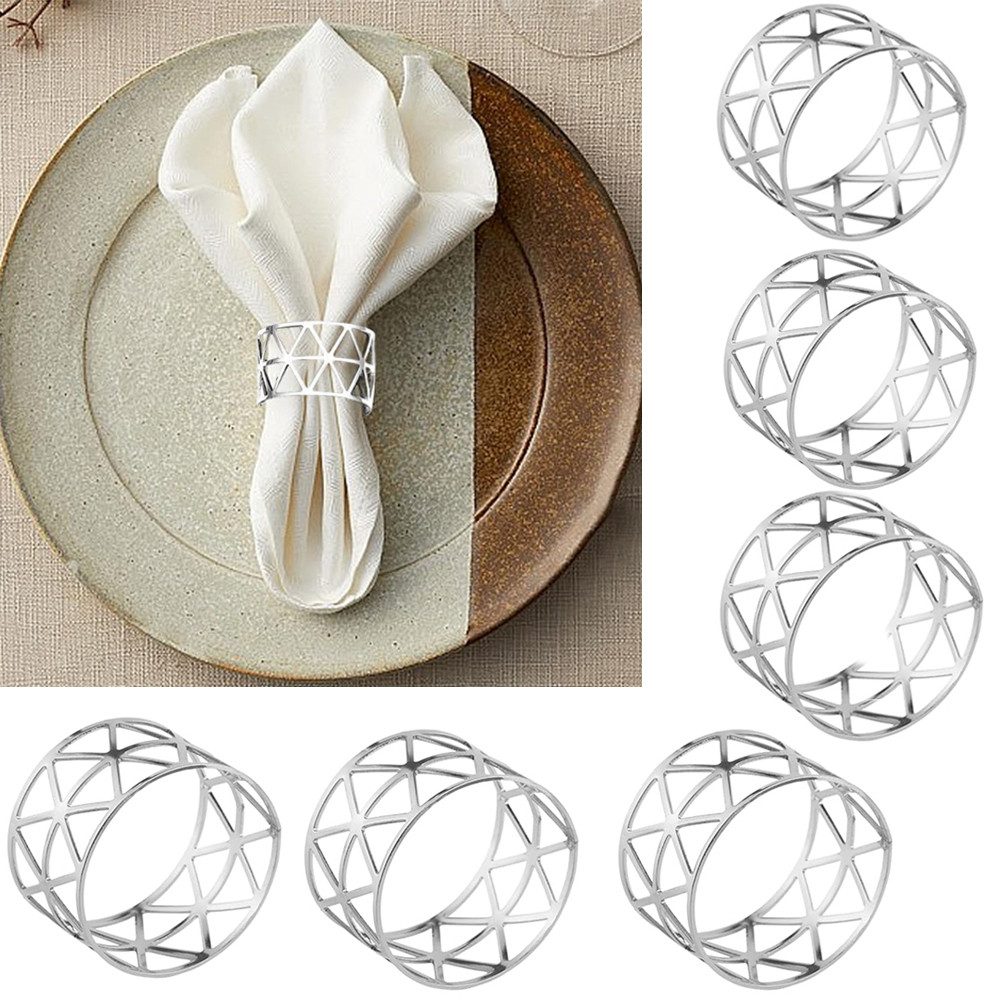Zaewry Serviettenring 12 Stück Vintage AushöHlen Serviettenring Metall Serviettenring, für Hochzeitsfeier Sammeln Abendessen Jubiläum Tischdekoration