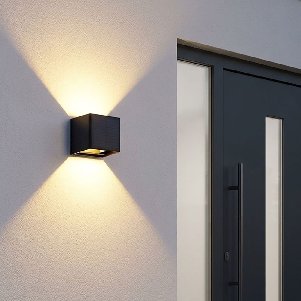 GLOBO LIGHTING LED Außen-Wandleuchte, LED-Leuchtmittel fest verbaut, Warmweiß, Solarlampe Außenwandleuchte LED Wandstrahler
