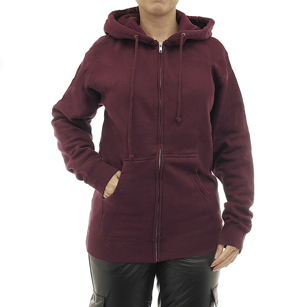 YESET Kapuzenpullover Damen Hoodie Reißverschluss Oversize warm Vlies Kapuze 7177 dunkel Zip