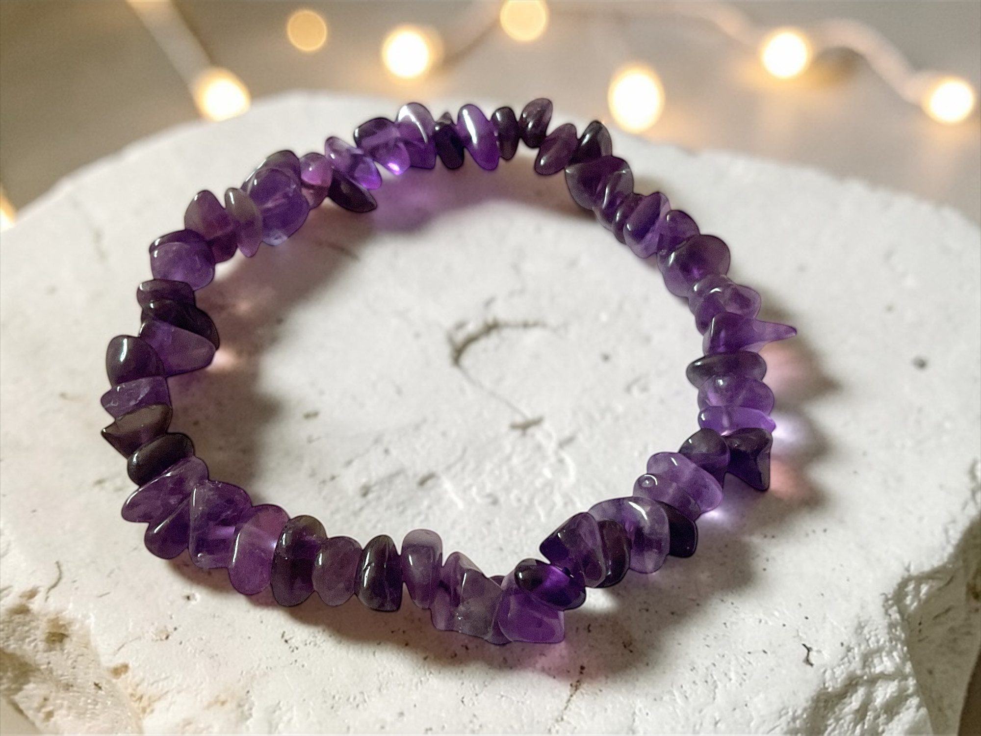 Steinfixx® Armband Amethyst Splitterarmband - Edelstein - Brasilien (16 cm Umfang, 1-tlg., beliebter und besonderer Edelstein), 100 % echt, Handarbeit I AAA-Qualität