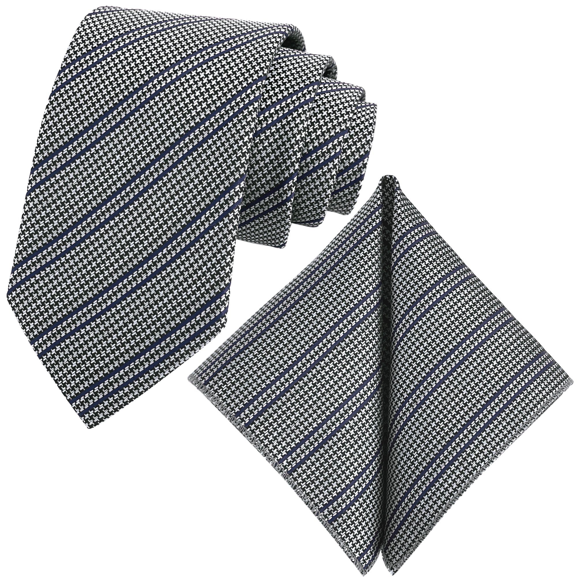 GASSANI Krawatte Hahnentritt-Muster Jacquard, Houndstooth Silber Grau (2er günstig online kaufen