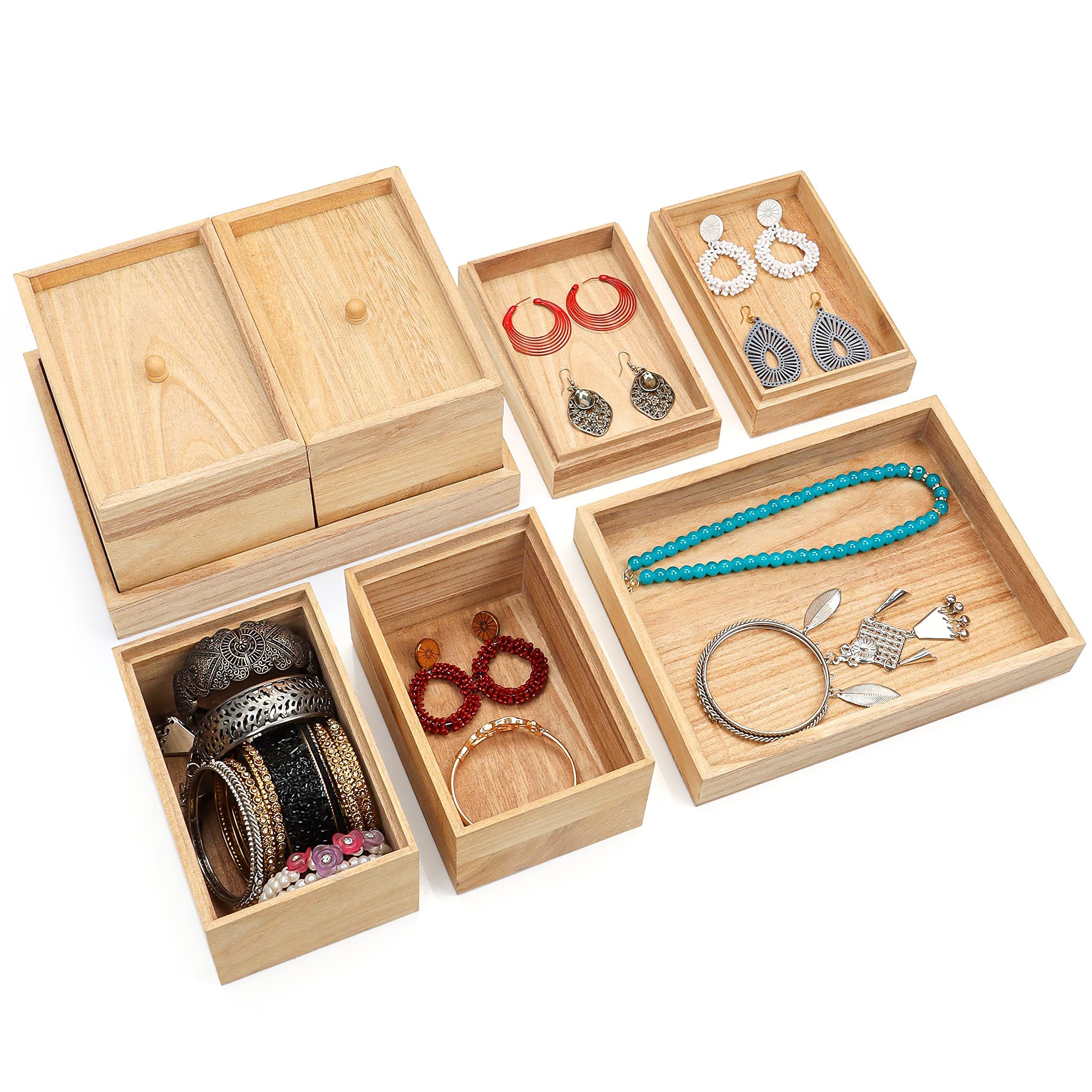 Belle Vous Schmuckständer Holz Schmuckkästchen - 5 Fächer für Damen, Wooden Jewelry Box - 5 Compartments for Women