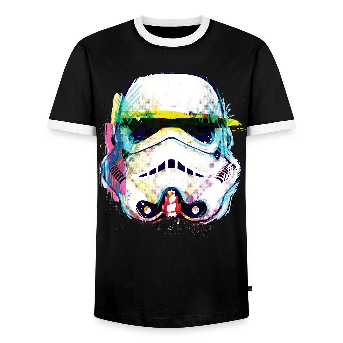 Spreadshirt T-Shirt Star Wars Stormtrooper Portrait Artsy-Look Männer Kontrast T-Shirt (1-tlg)