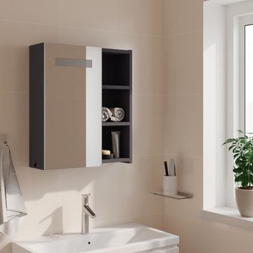 vidaXL Badezimmerspiegelschrank Spiegelschrank mit LED-Beleuchtung Grau 45x13x52 cm (1-St)