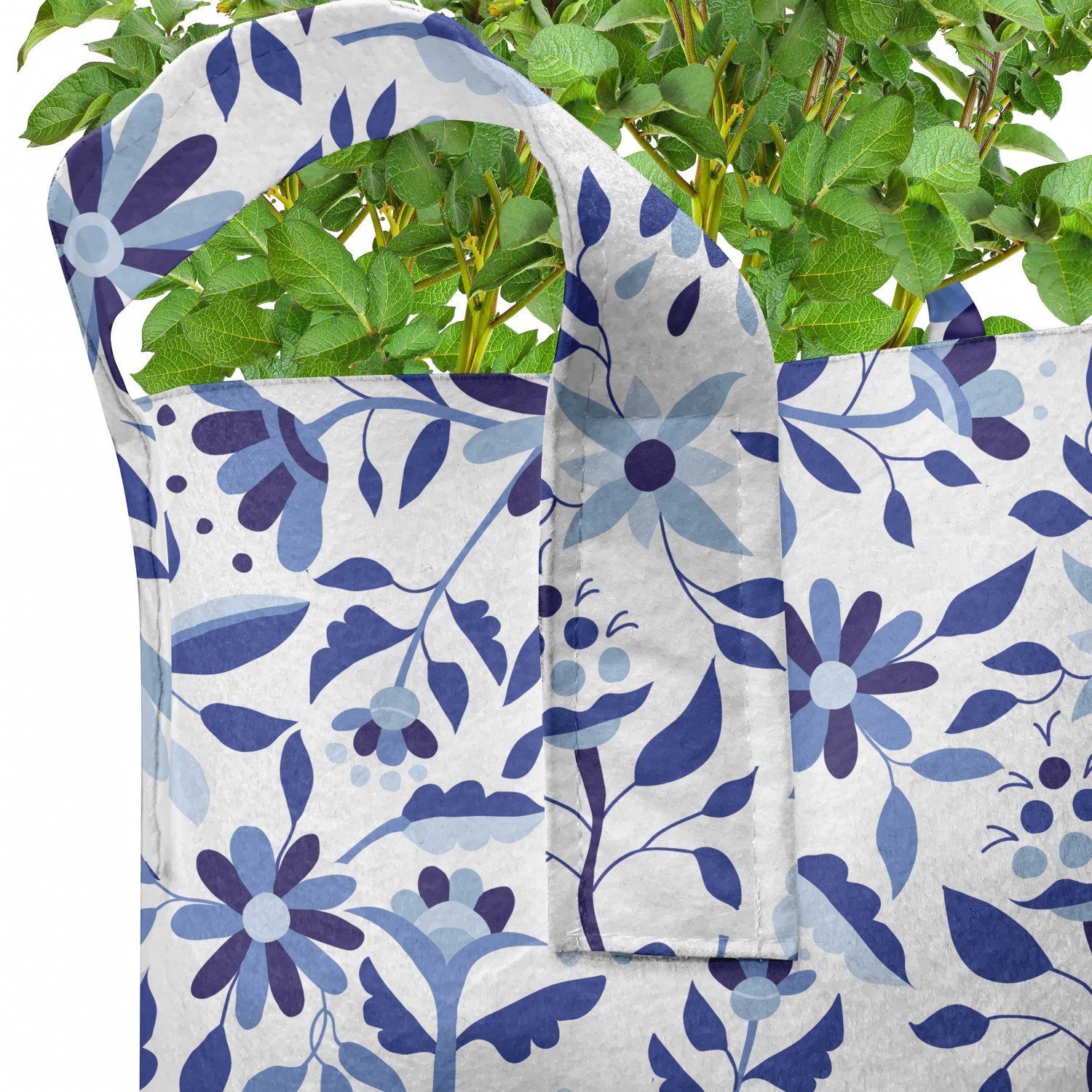 Griffen für Stofftöpfe Pflanzkübel Abakuhaus Blau Pflanzen, Blumen-Blatt-Knospen Moderne hochleistungsfähig mit