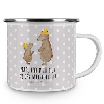 Mr. & Mrs. Panda Becher Bären mit Hut - Grau Pastell - Geschenk, Metalltasse, Campingtasse, V, Emaille, Kratzfeste Emaille