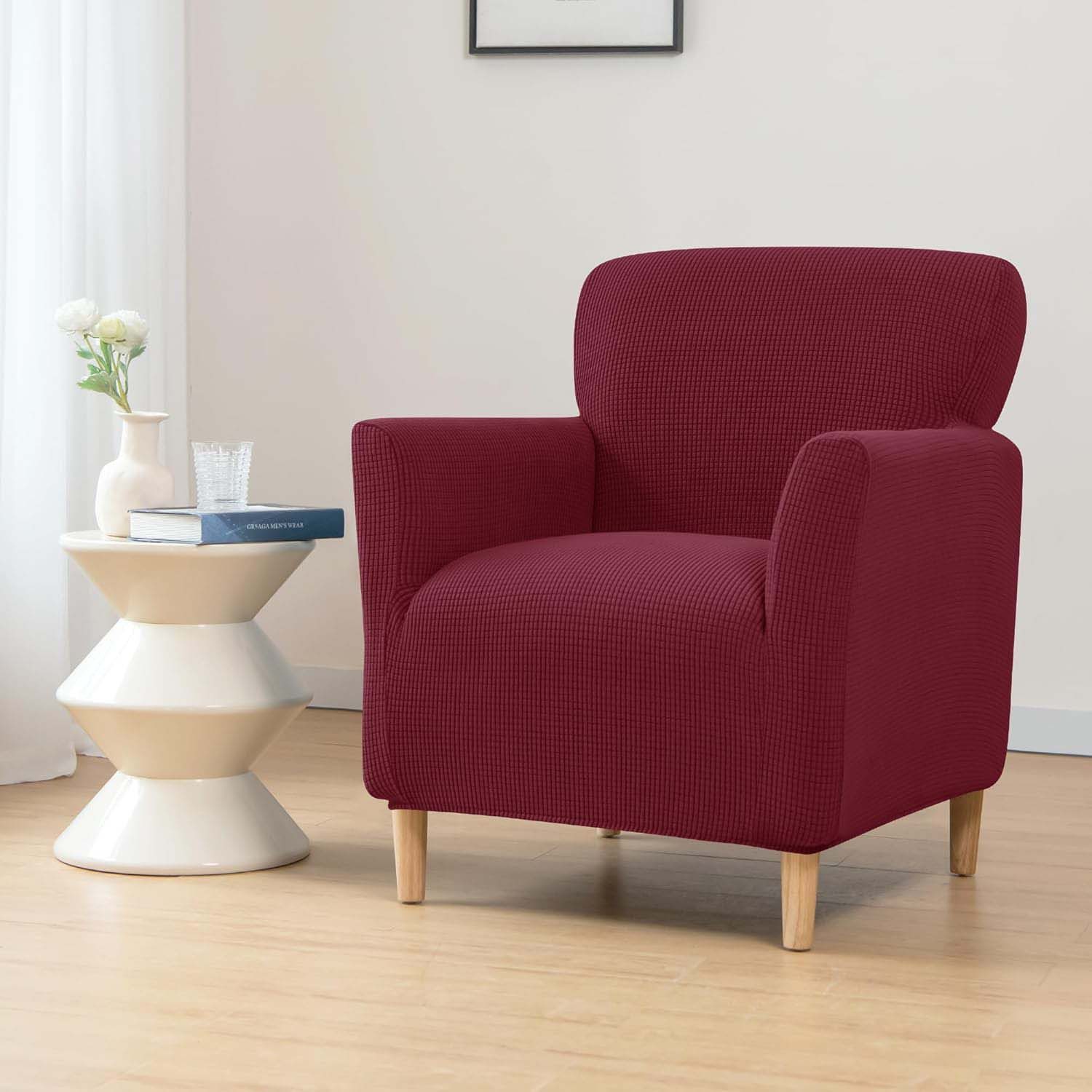 trends for living Sofabezug Elastischer Ohrensesselbezug Waffelstruktur–Pflegeleichter, waschbarer