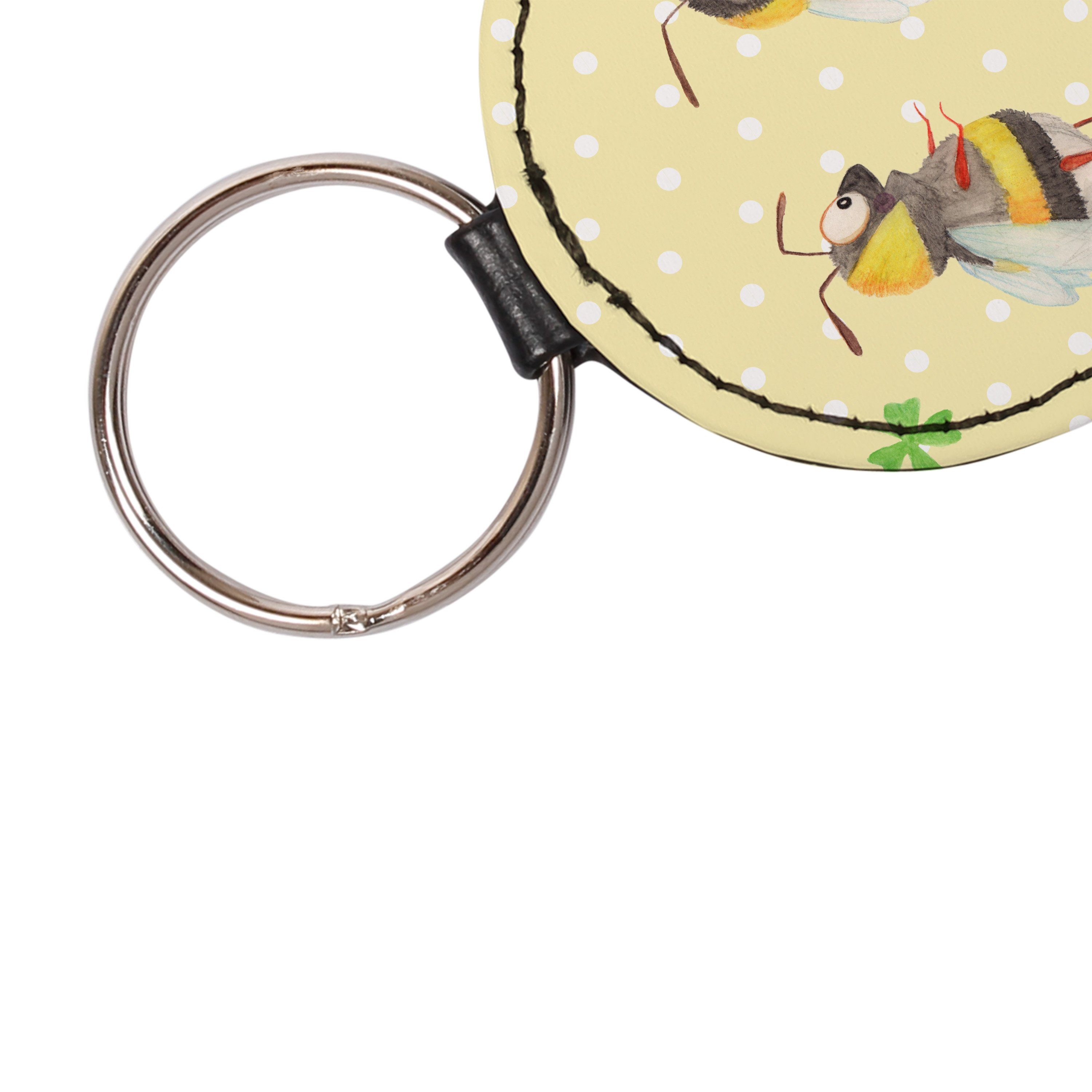 Pastell Glücksbringer, Kleeblatt Gelb Mrs. Panda mit Schlüsselanhänger Hummeln - - Mr. Geschenk, glück & (1-tlg)