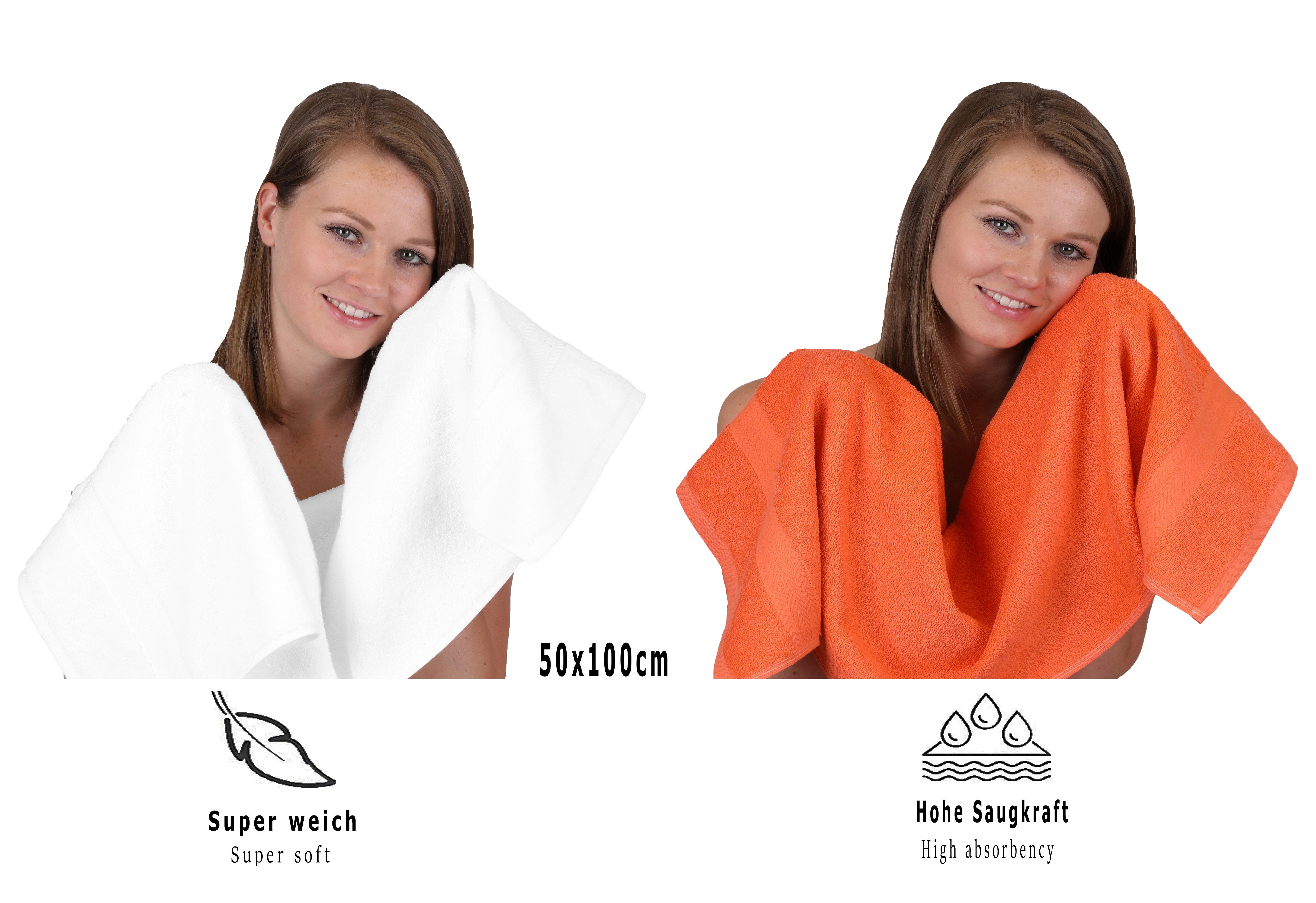 100% 12-TLG. weiß/blutorange, (12-tlg) Handtuch Betz Baumwolle, Farbe Handtuch Premium Set Set