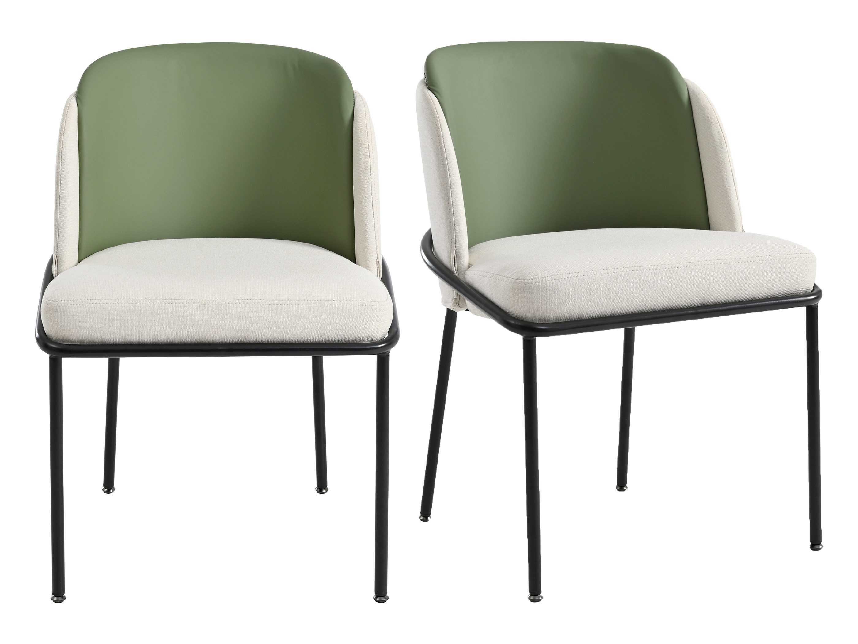 SeedWave Esszimmerstuhl 2er Set Küchenstuhl mit Kunstlederbezug, Gepolsterter Sitzfläche, Polsterstuhl mit verstellbaren Metallbeinen