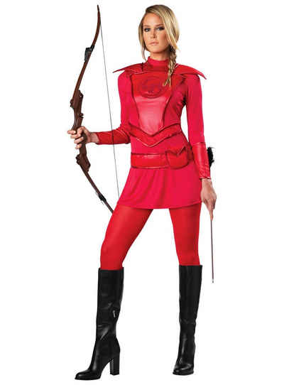 In Character Kostüm Jägerin rot, Tolles Damenkostüm im Stil von 'Die Tribute von Panem'