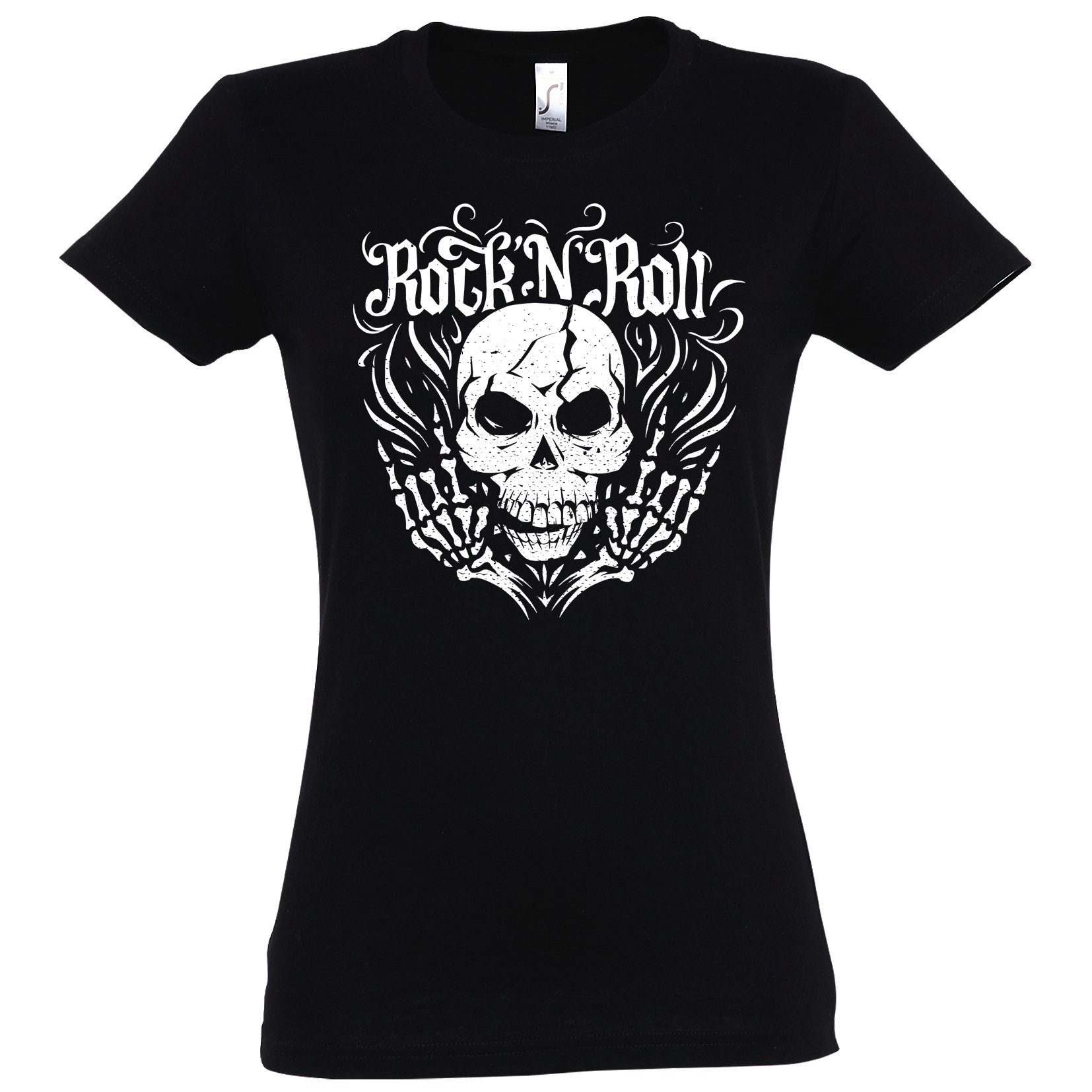 Youth Designz T-Shirt Skull Rock and Roll Damen Shirt im Fun-Look Mit modischem Print Schwarz