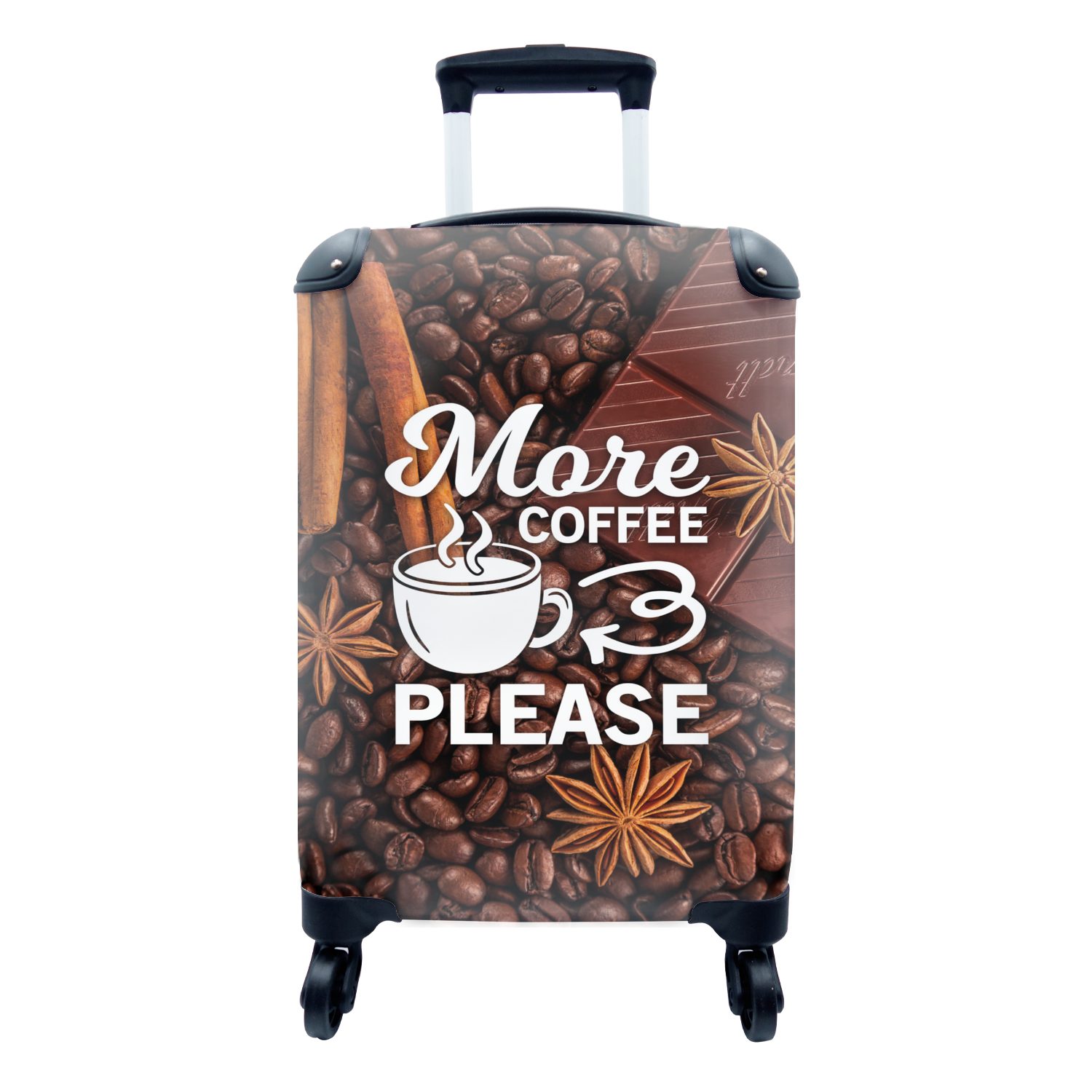 - Handgepäck Reisekoffer MuchoWow Kaffee rollen, Mehr - Kaffee Handgepäckkoffer Ferien, für mit Reisetasche bitte, Zitate 4 Sprichwörter Rollen, - Trolley,