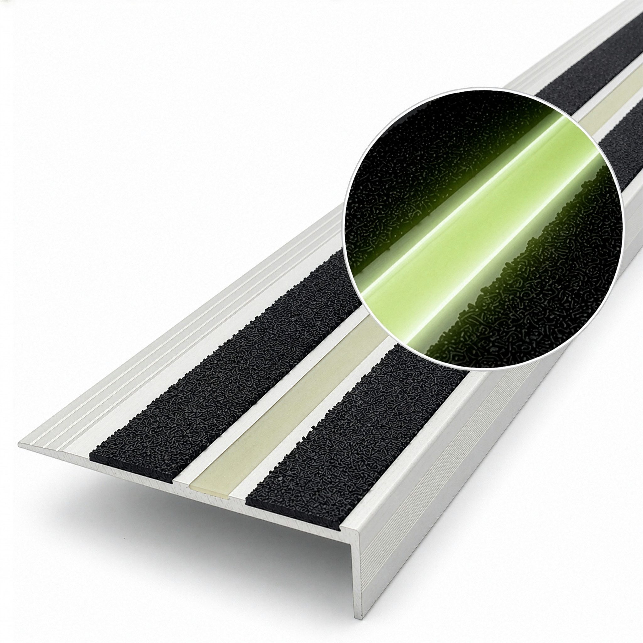 Floordirekt Treppenkantenprofil Aura Aluminium Anti-Rutsch-Profil, Nachleuchtender