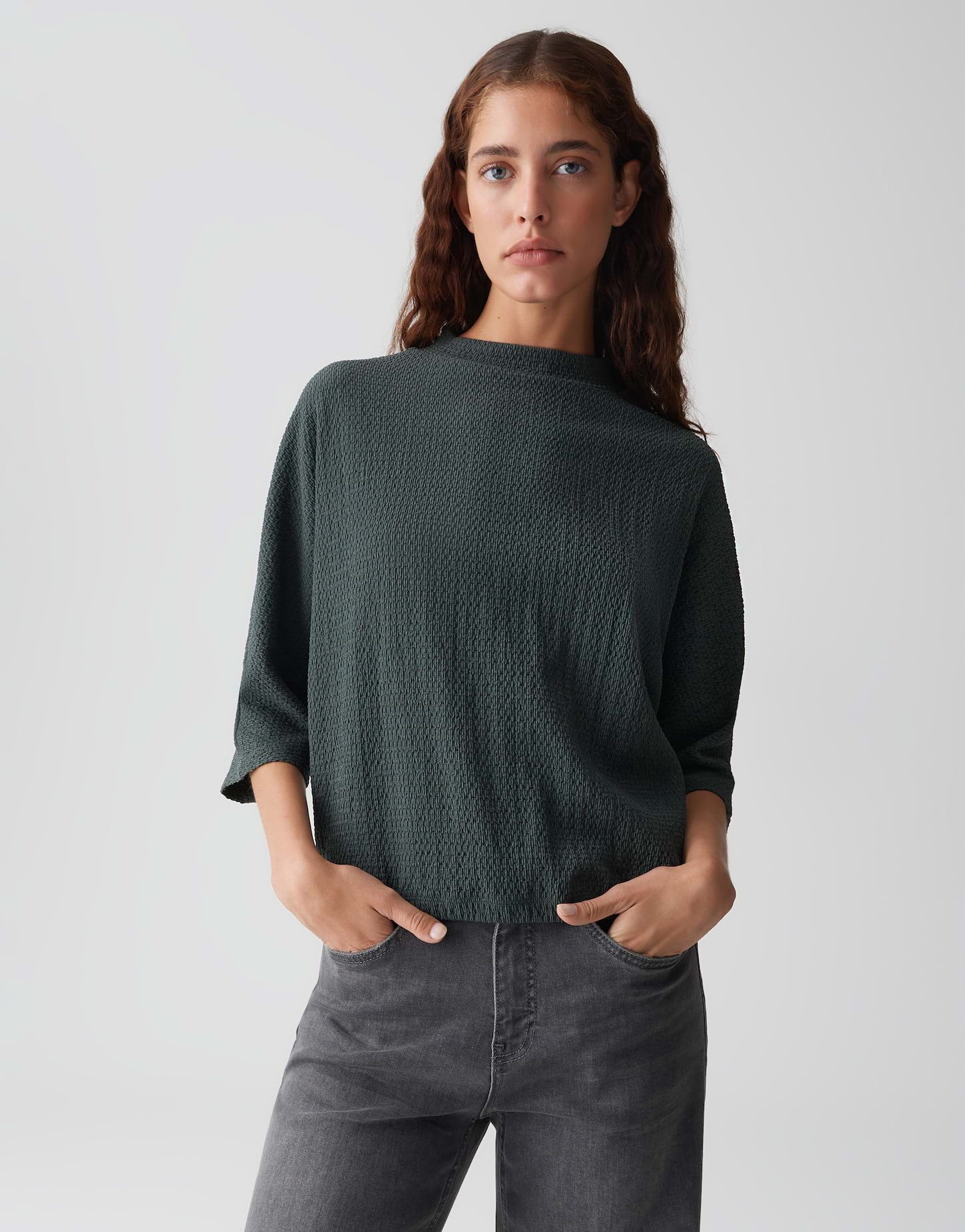 OPUS Kurzarmshirt SICONI mit Gummibund Stehkragen, günstig online kaufen