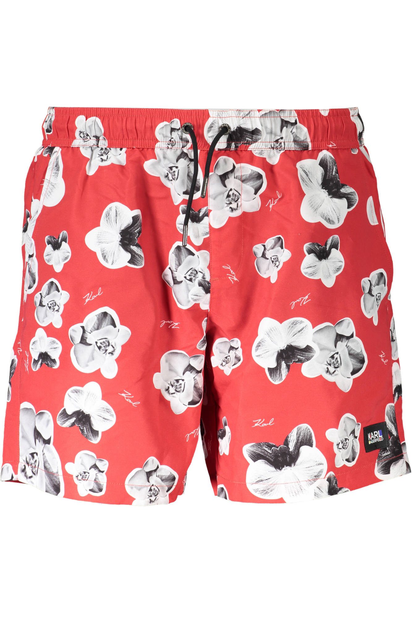 KARL LAGERFELD Badeshorts Herren Badeshorts Rot - Mittellang mit Taschen & Mesh-Innenslip