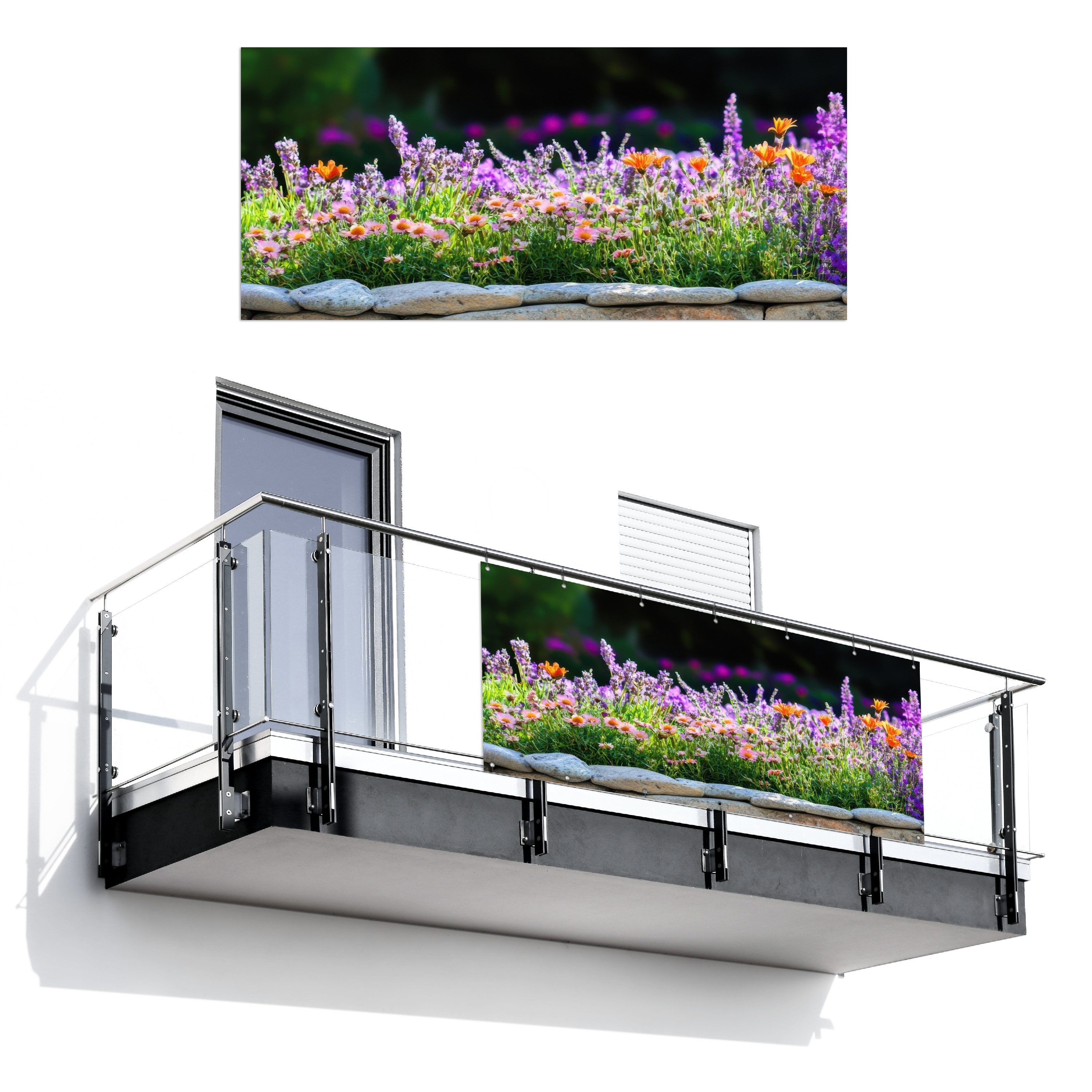 MuchoWow Balkonsichtschutz Blumen - Steinkante - günstig online kaufen