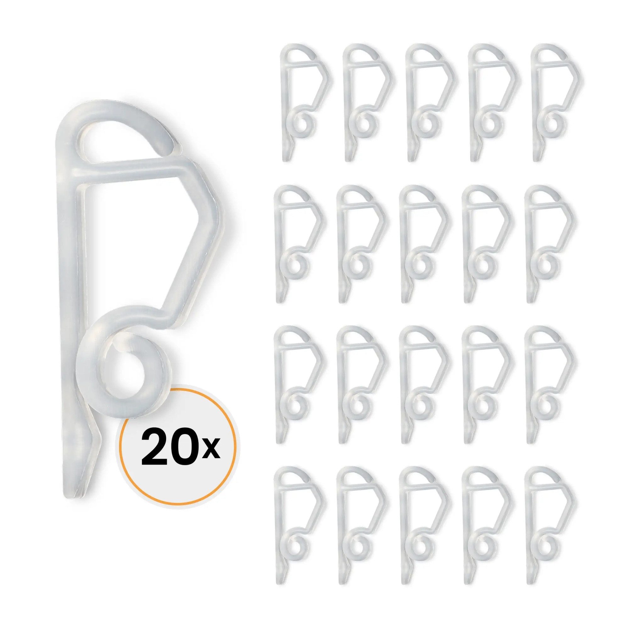 Gartenpirat Leisten-Befestigungsclips für Lichterkette 20 Stk. Befestigungshaken Kunststoff transparent, schnell, einfach, effizient, wiederverwendbar