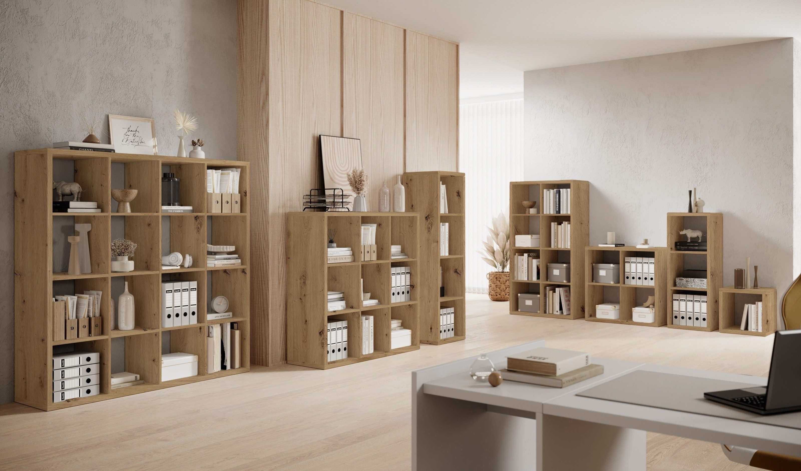 PREISBRECHER Raumteiler Style, 16 Fächer, Artisan Eiche Dekor - 147x147x38cm (BxHxT)