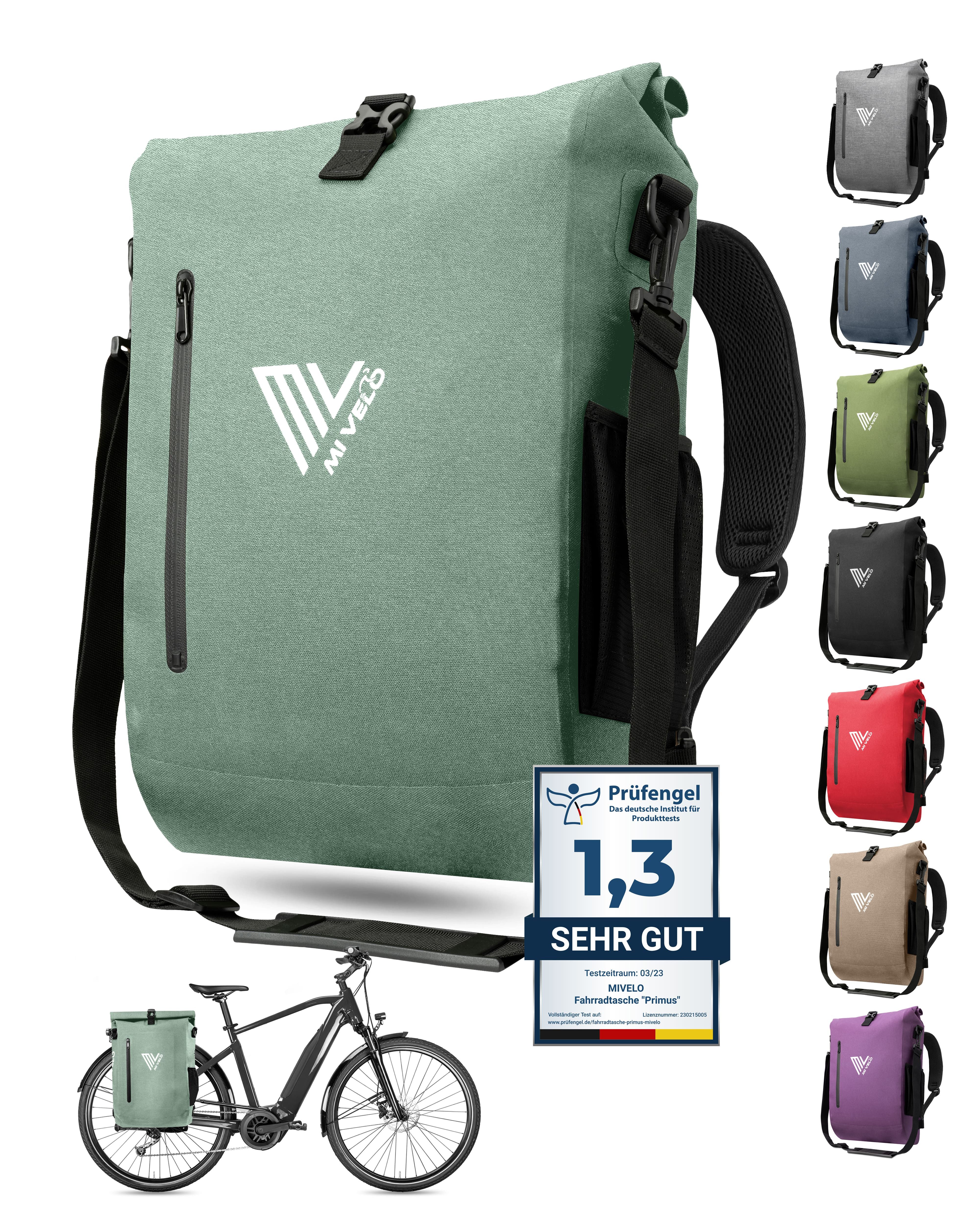 MIVELO Fahrradtasche 3in1 Gepäckträgertasche, Rucksack für Fahrrad Gepäckträger wasserdicht