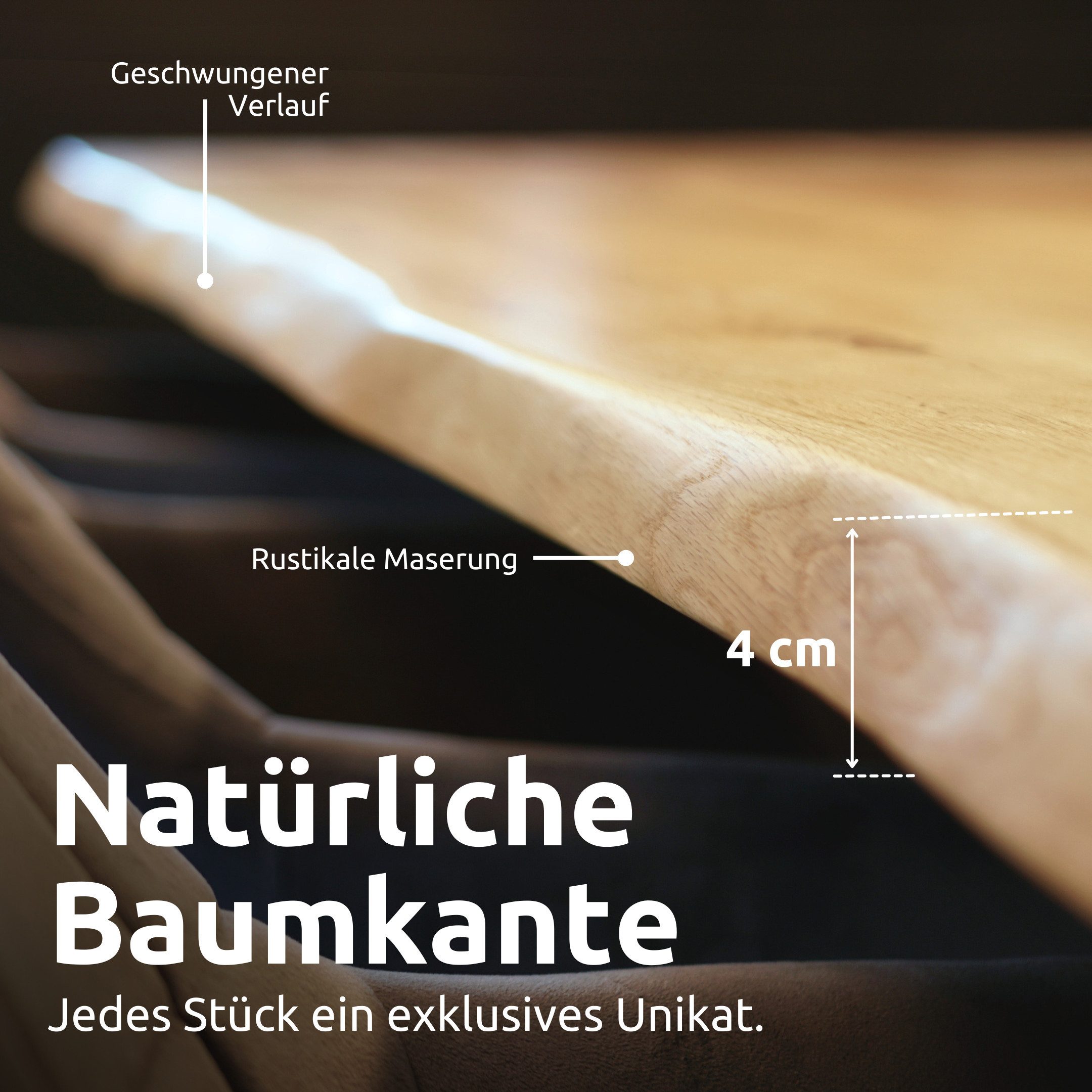 holz4home® Esstisch Massivholztisch aus Eiche I Küchentisch aus Echtholz, K günstig online kaufen