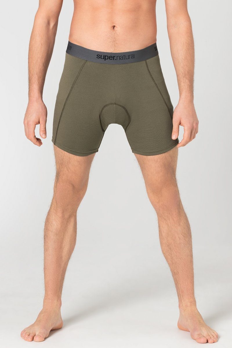 SUPER.NATURAL Funktionsboxer Merino Boxershort M GRAVIER PADDED Merino-Boxershort mit Polster