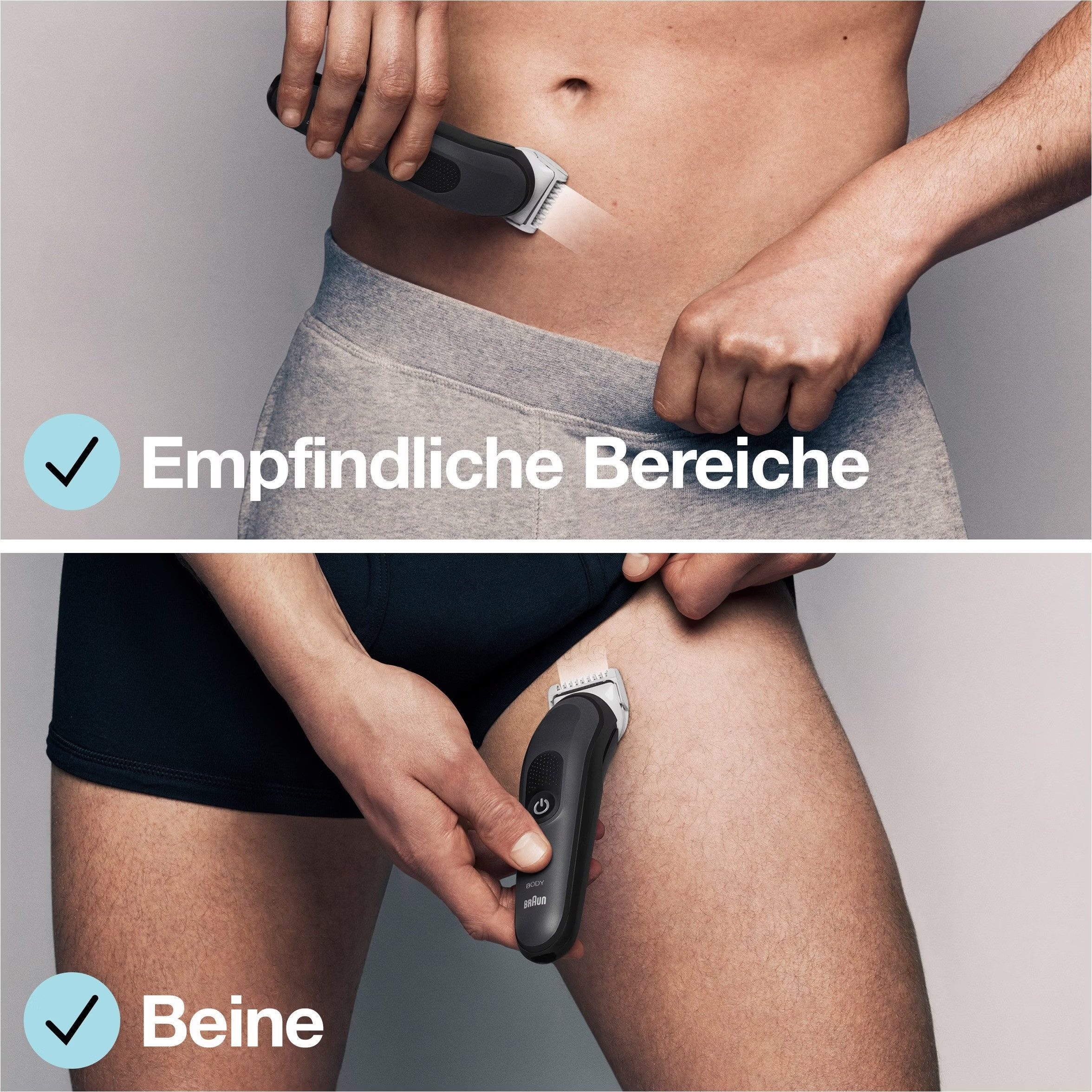 Braun Körperrasierer BodyGroomer 3 All-in-One Körperpflege Ganzkörper Trimmer, Nass- und Trockenanwendung, Ergonomisches Design