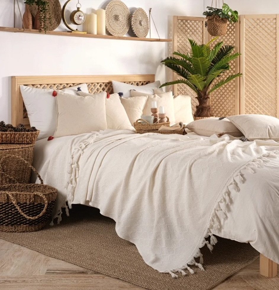 Wohndecke Wohndecke Lima aus Biobaumwolle in Creme, Sandiik günstig online kaufen