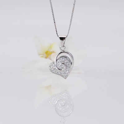 ELLAWIL Kette mit Anhänger Silberkette mit Herz Anhänger Zirkonia Halskette Mädchen Herzkette (Kettenlänge 45 cm, Sterling Silber 925), inklusive Geschenkschachtel