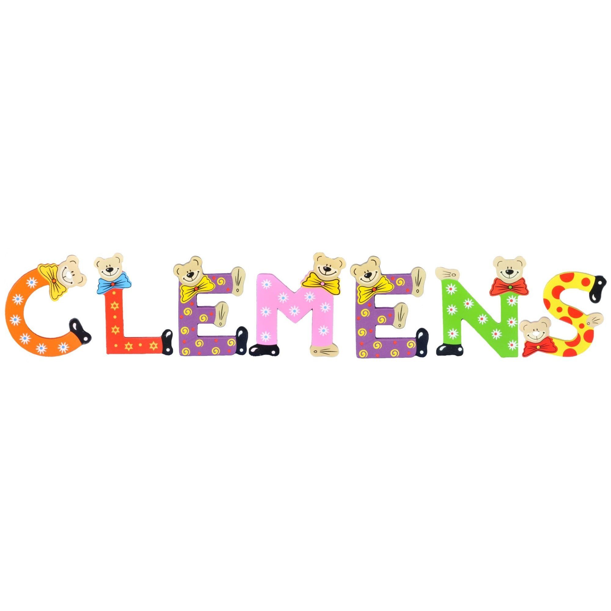 CLEMENS 7 Namen-Set, (Set, Playshoes - Holz-Buchstaben Deko-Buchstaben St), Kinder sortiert