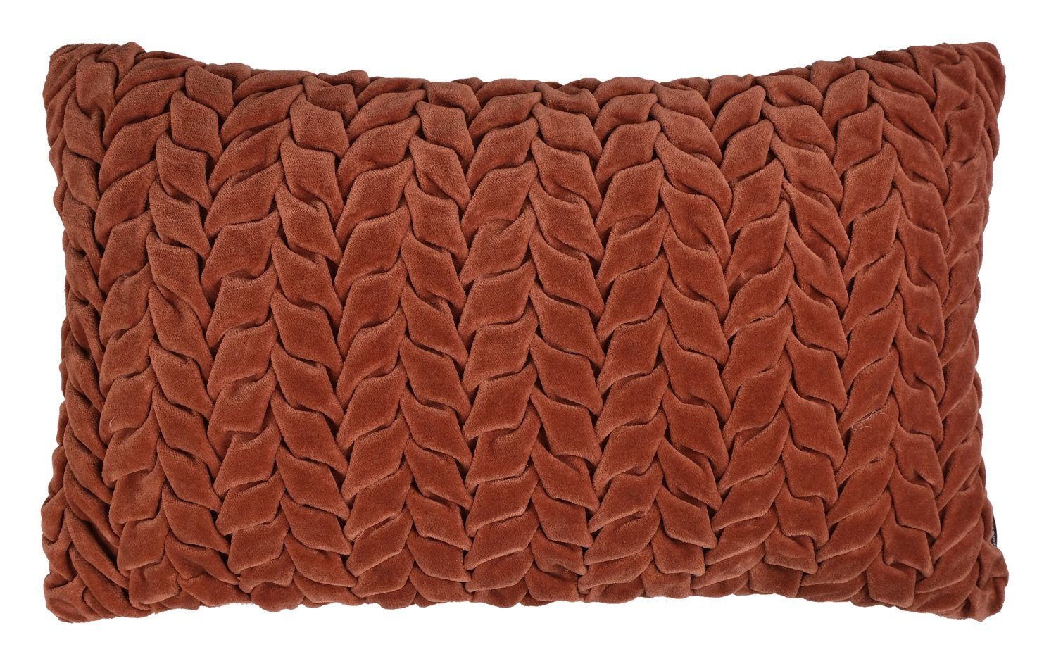 Dekokissen SMOCK, Braun, Flechtmuster, Samt, 30 x 50 cm