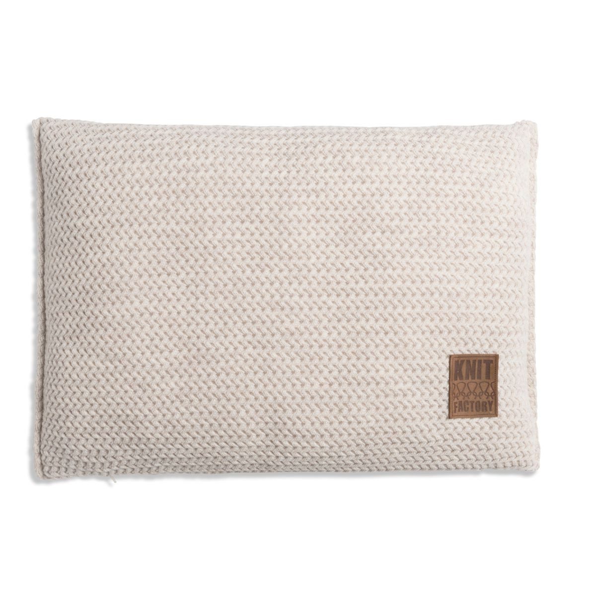 Knit Factory Dekokissen Maxx Kissen 60x40 cm Glatt Beige, modern Strickware Strickartikel Strickmode