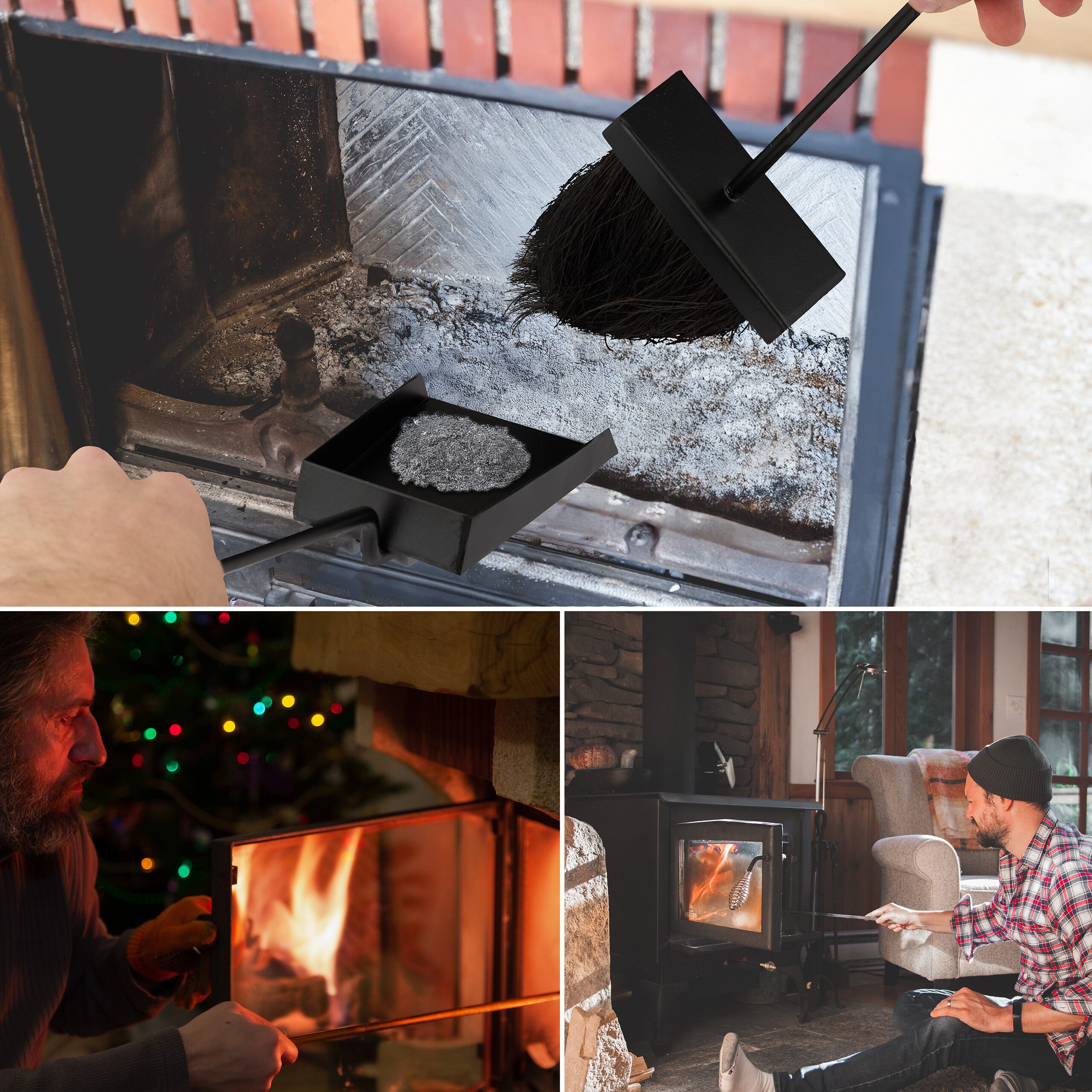 relaxdays Kamingarnitur 5-teiliges Kaminbesteck schwarz, (5-teiliges Set)