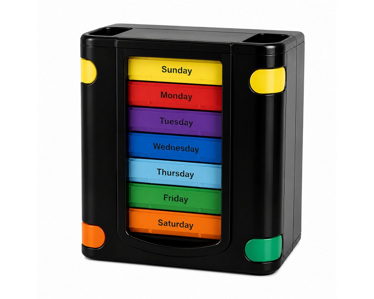 R2 Invest Pillendose Medikamentenbox 7 Tage mit 4 Unterteilungen pro Tag