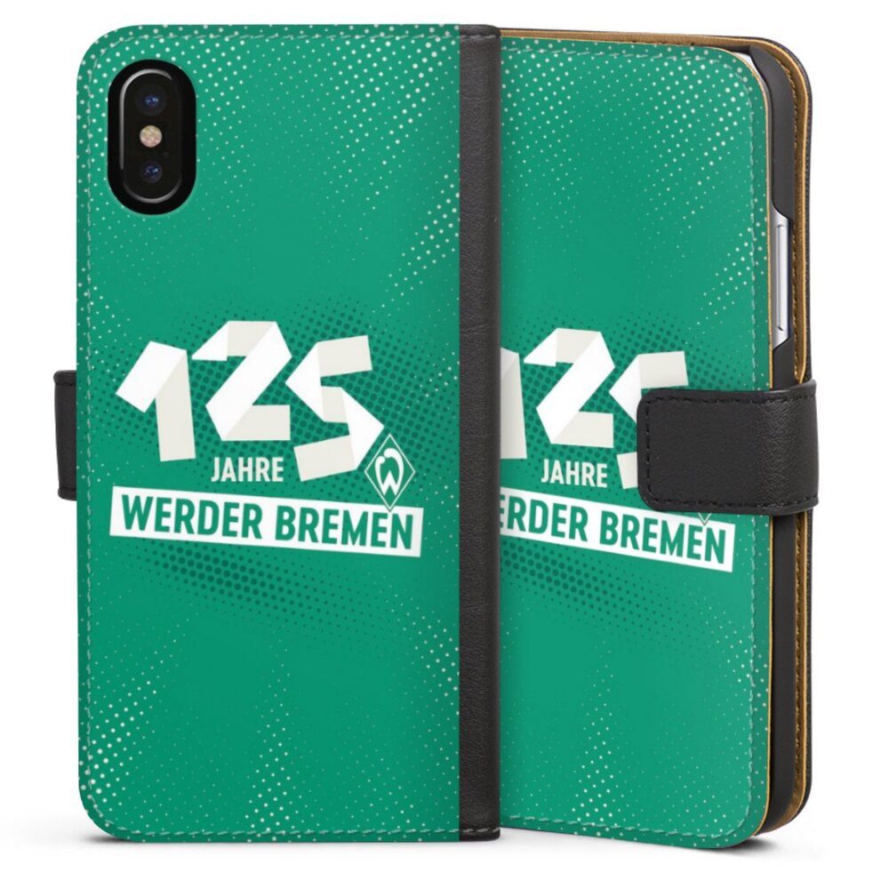 DeinDesign Handyhülle 125 Jahre Werder Bremen Offizielles Lizenzprodukt, Apple iPhone Xs Hülle Handy Flip Case Wallet Cover Handytasche Leder