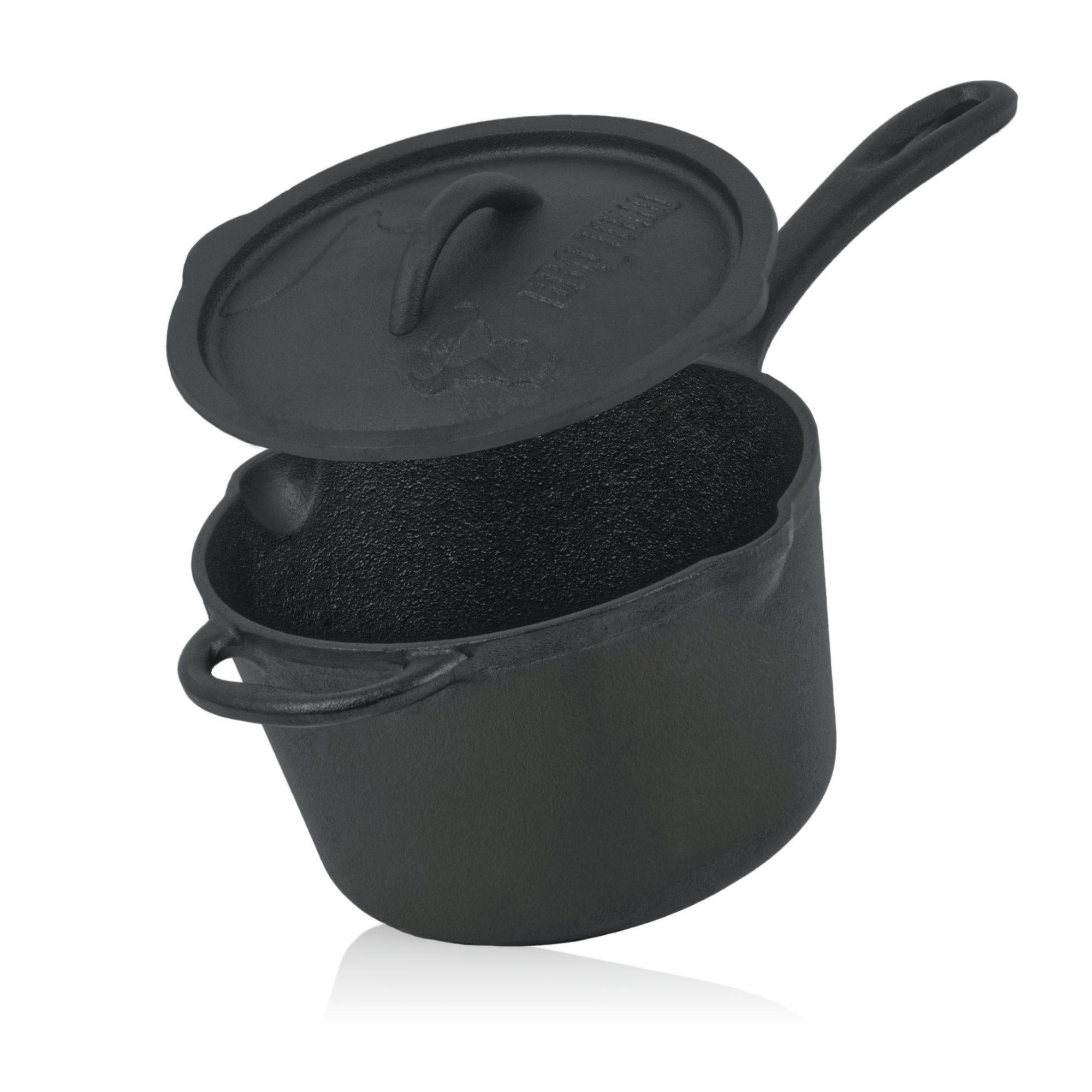 BBQ-Toro Kasserolle Gusseisen Stielkasserolle + Deckel, 2 L, Für Suppen oder Saucen, Gusseisen