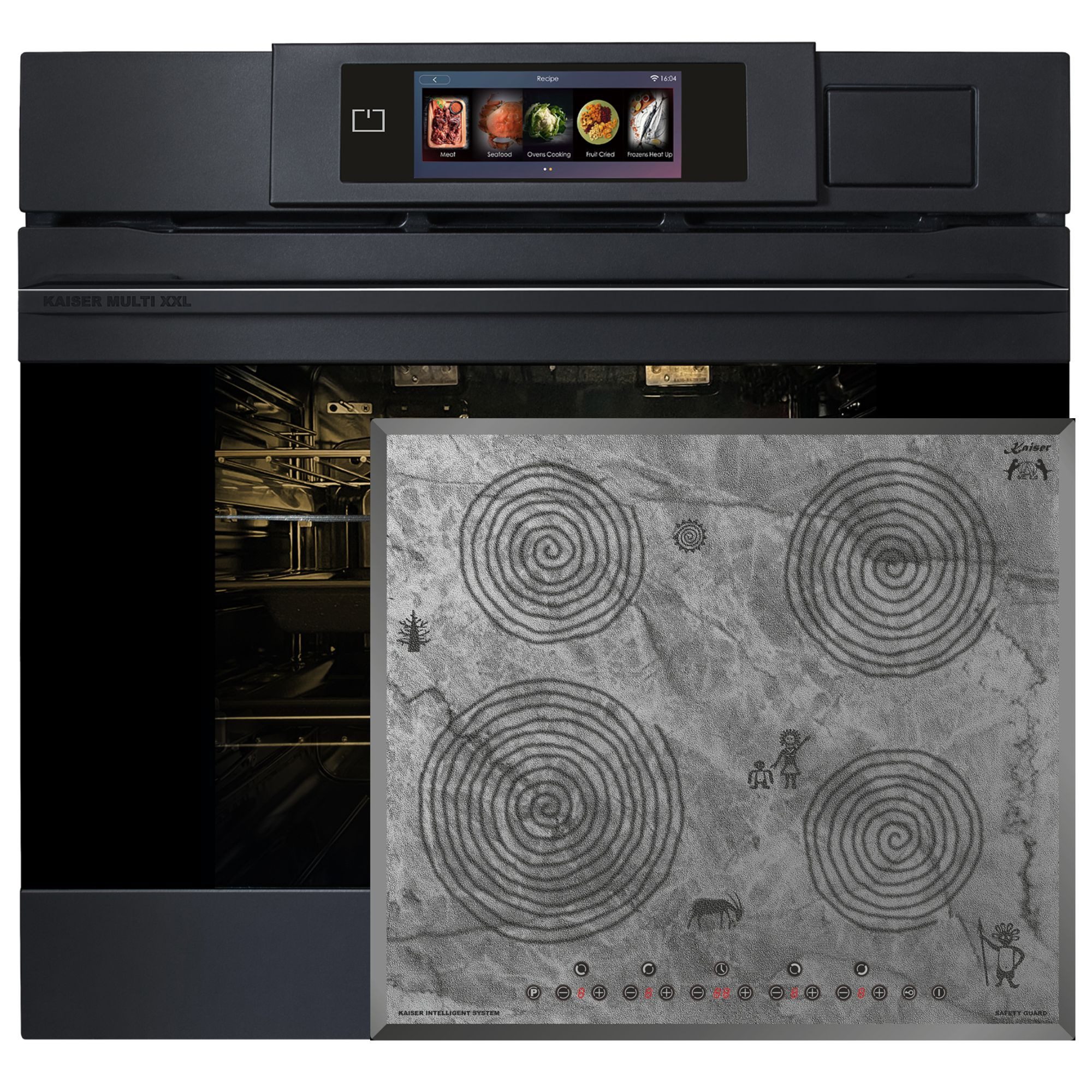Kaiser Küchengeräte Backofen-Set Herd Set Autark Einbaubackofen XXL Multi 37,Multifunktions-Elektro-Dampfbackofen mit Dampfreinigung, 60 cm+Einbau-Induktionskochfeld, 60 cm, 4 Kochzonen, Touch Control, PowerBooster EH 6341+KCT 6105 FI Ära, mit 1-fach-Teleskopauszug