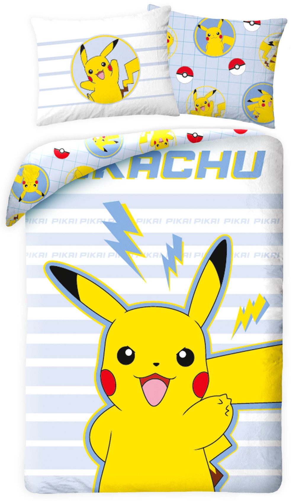 POKÉMON Kinderbettwäsche Pokémon Thunderbolt Bettwäsche-Set 140×200/70×90 cm, 100% Baumwolle, 100% Baumwolle Bettbezug + Kissenbezug