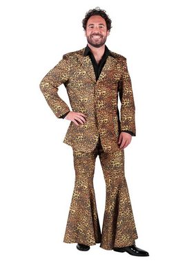 thetru Kostüm Hippie Anzug getigert, 70er Jahre Disco-Anzug in Tiger-Optik