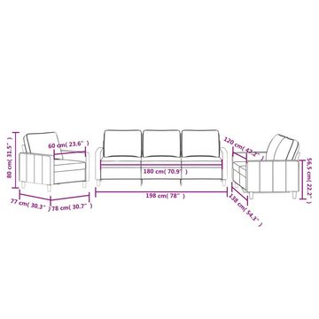 vidaXL Sofa 3-tlg. Sofagarnitur mit Kissen Braun Samt