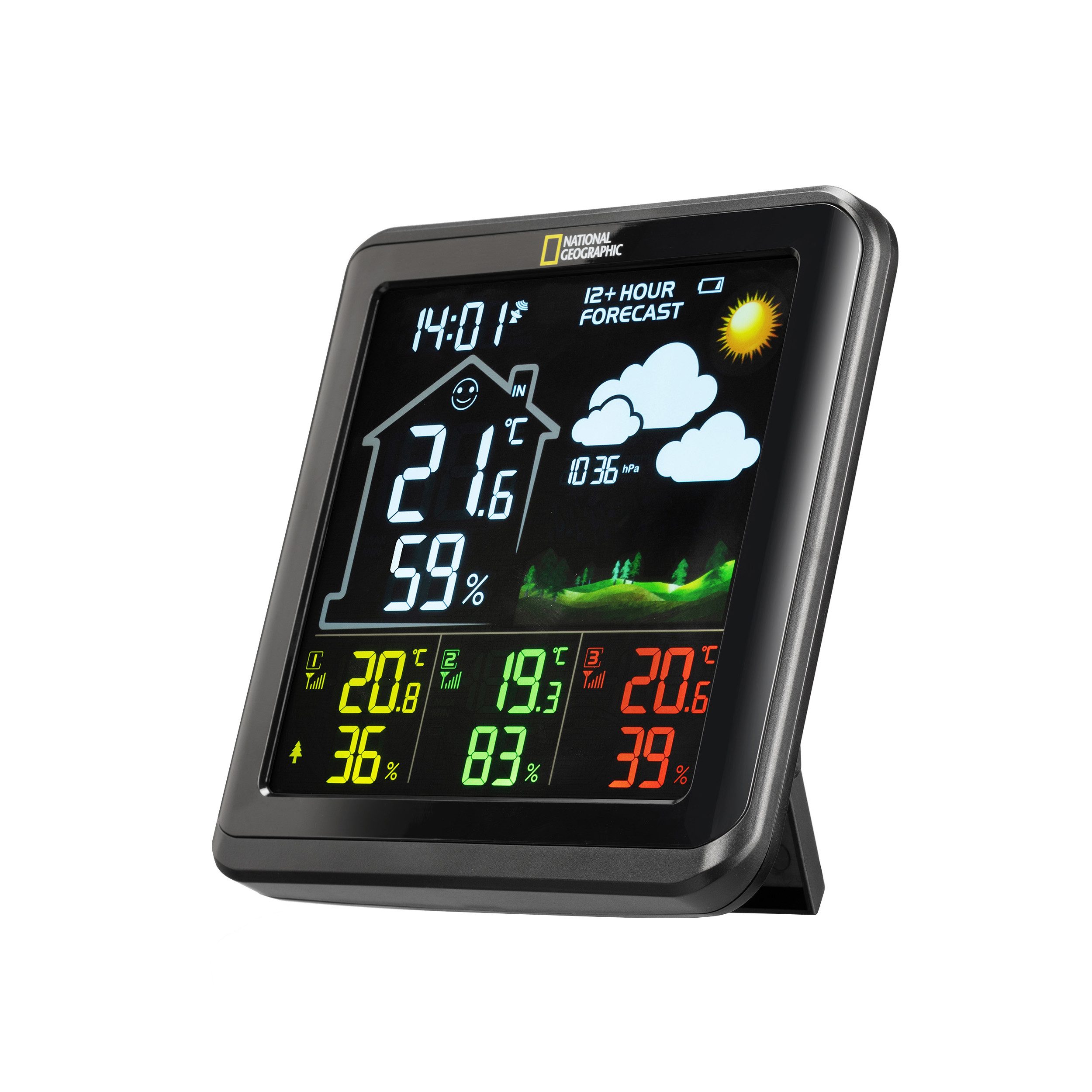 Wetterstation NATIONAL GEOGRAPHIC VA Farb-Wetterstation mit 3 Außensensoren, schwarz