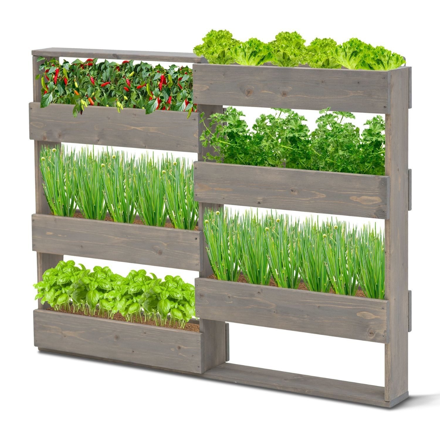 Coemo Hochbeet (1 St), Grau Vertikalbeet aus Holz mit 6 Pflanzkästen Hochbeet Blumenkasten