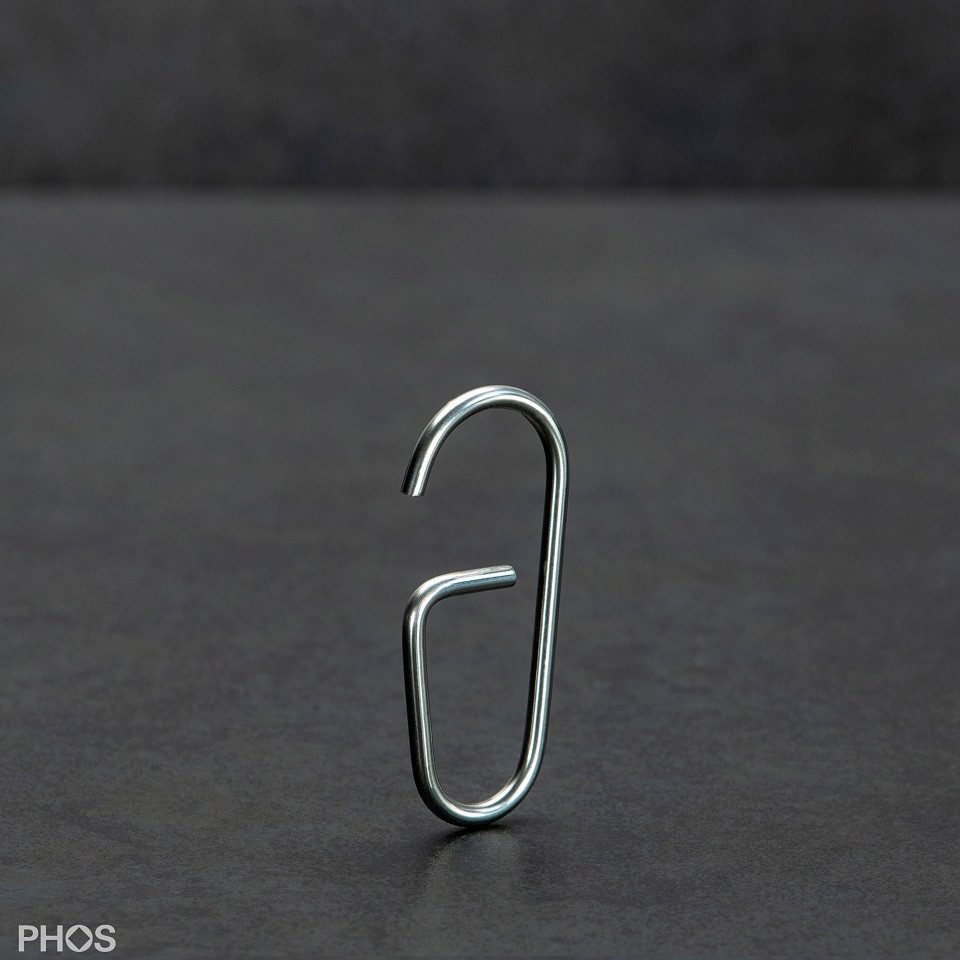 PHOS Design Duschvorhangringe, Vorhanghaken aus Edelstahl für Ø12mm und Ø20mm Stangen, (Modell: HKD, 1-St), (Durchschleudertechnik) - 100% Made in Germany