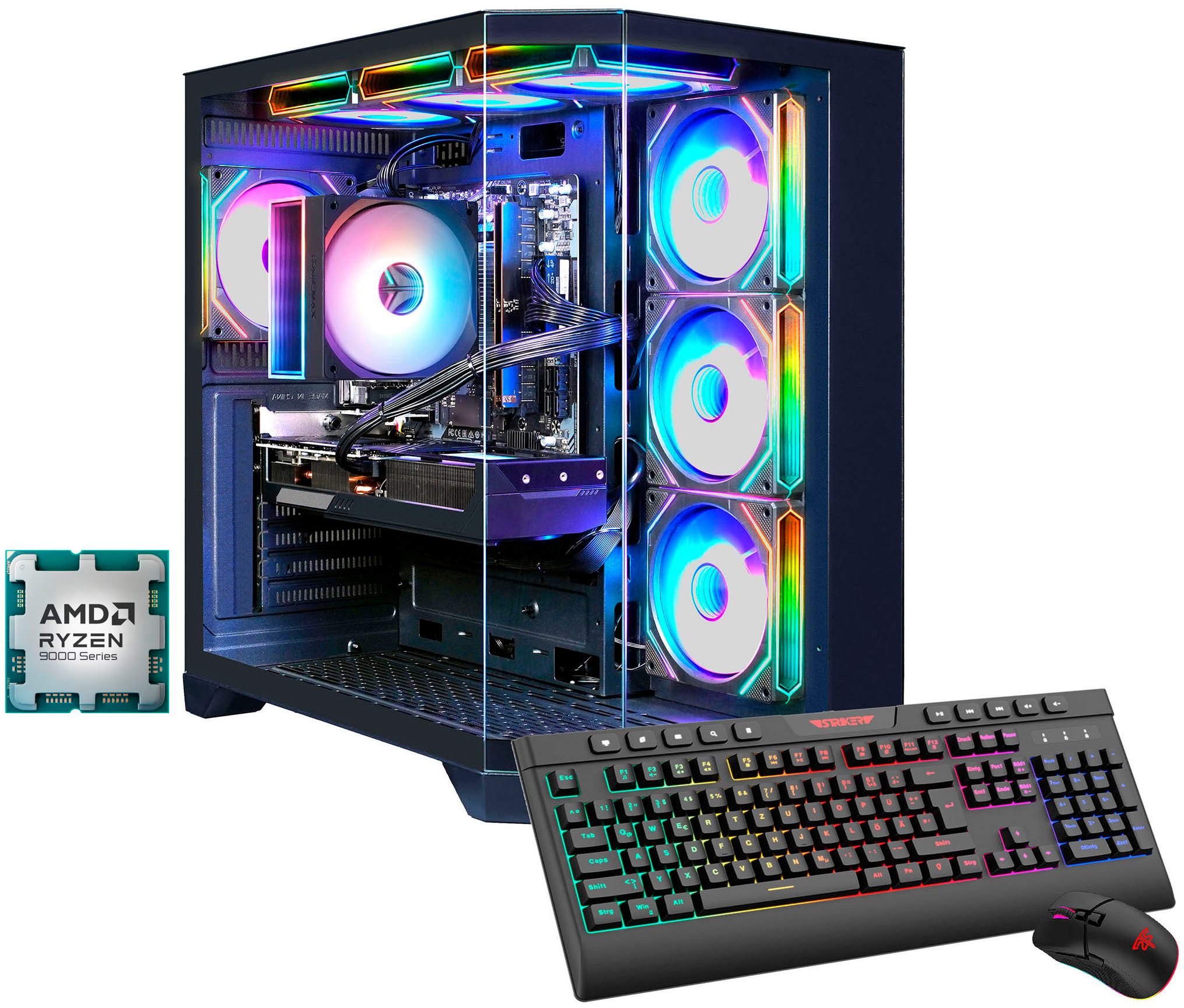 GAMEMAX HYPE-A BK 8196 AMD Ryzen 7 9700X 32GB DDR5 1TB SSD RX 9070 XT Gaming-PC (AMD Ryzen 7 9700X, RX 9070 XT, 32 GB RAM, 1000 GB SSD, Luftkühlung aktiv, Windows 11, DDR5 RAM)