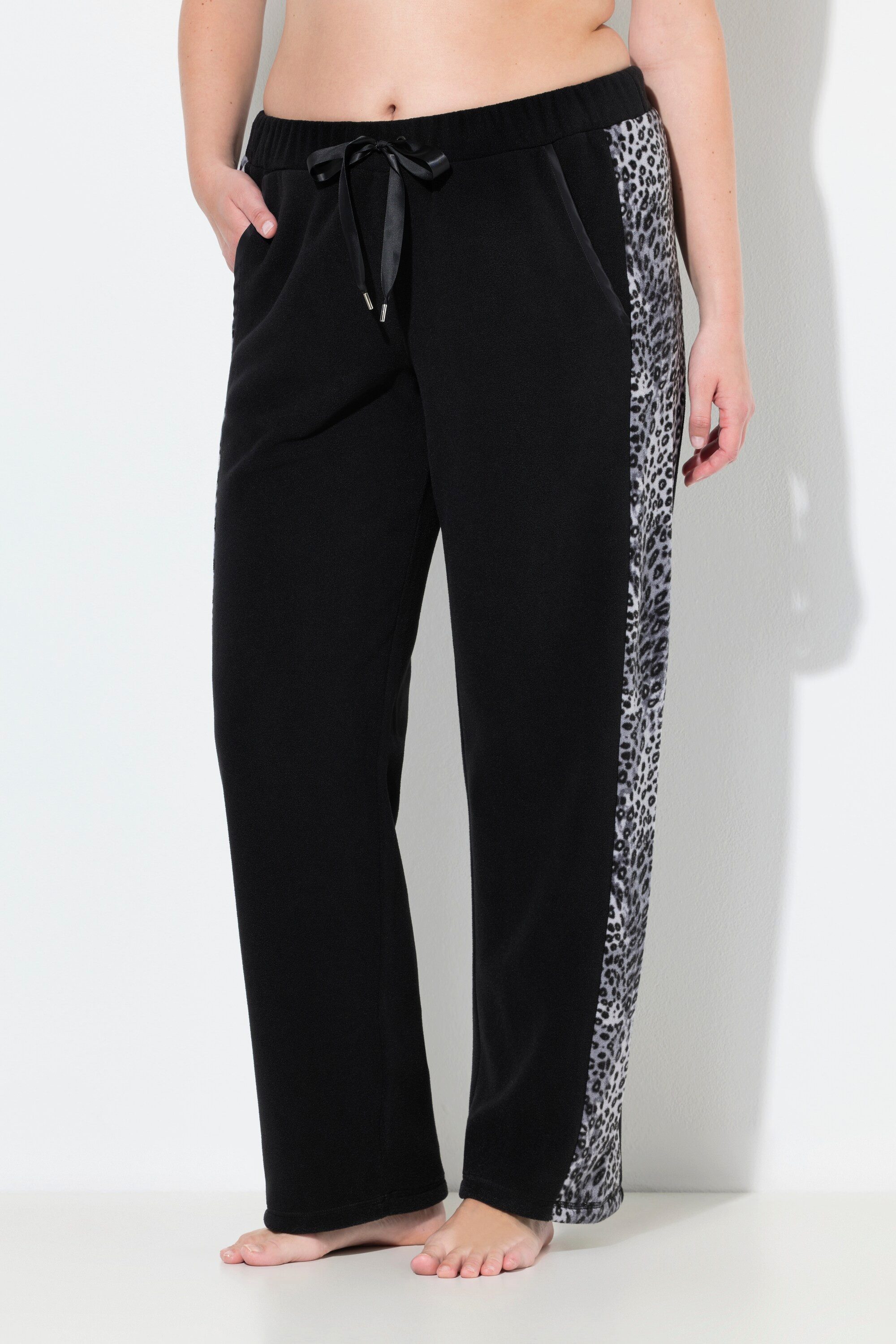 Ulla Popken Homewearhose Loungewear-Fleecehose Leomuster Elastikbund günstig online kaufen
