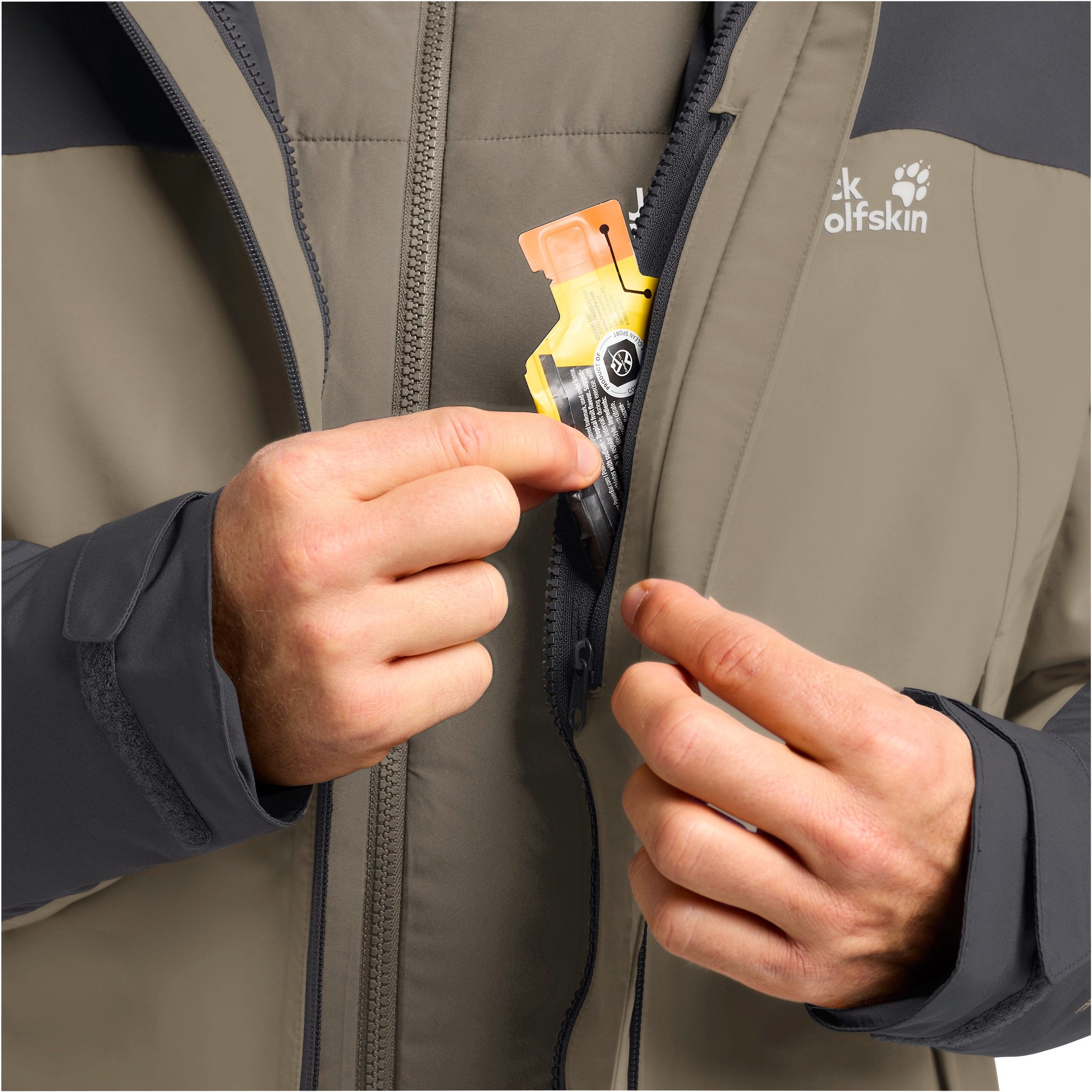 Jack Wolfskin 3-in-1-Funktionsjacke mit Kapuze mit regulierbarem Elastikband, wasserdicht, winddicht