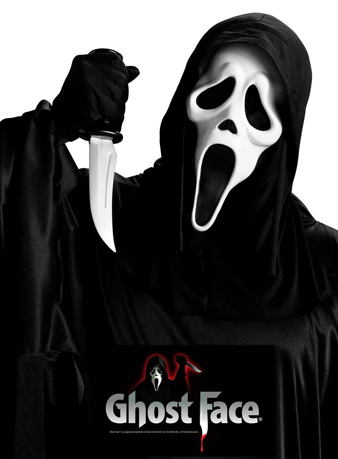 Fun World Verkleidungsmaske Ghostface Maske & Messer - Scream Set Halloween günstig online kaufen
