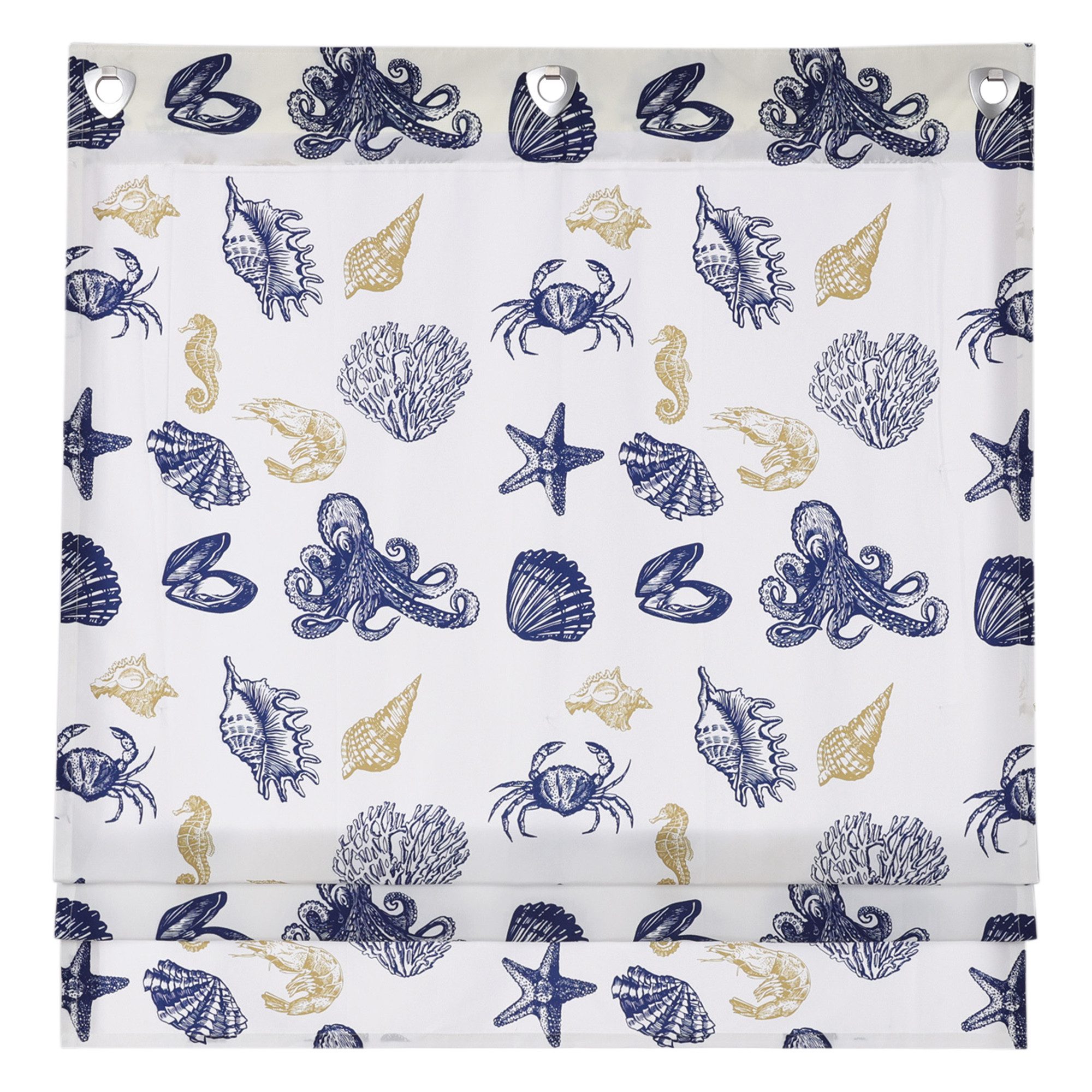 Joyswahl Raffrollo, mit Schlaufen, ohne Bohren, Ösenrollo mit Muscheln Druc günstig online kaufen